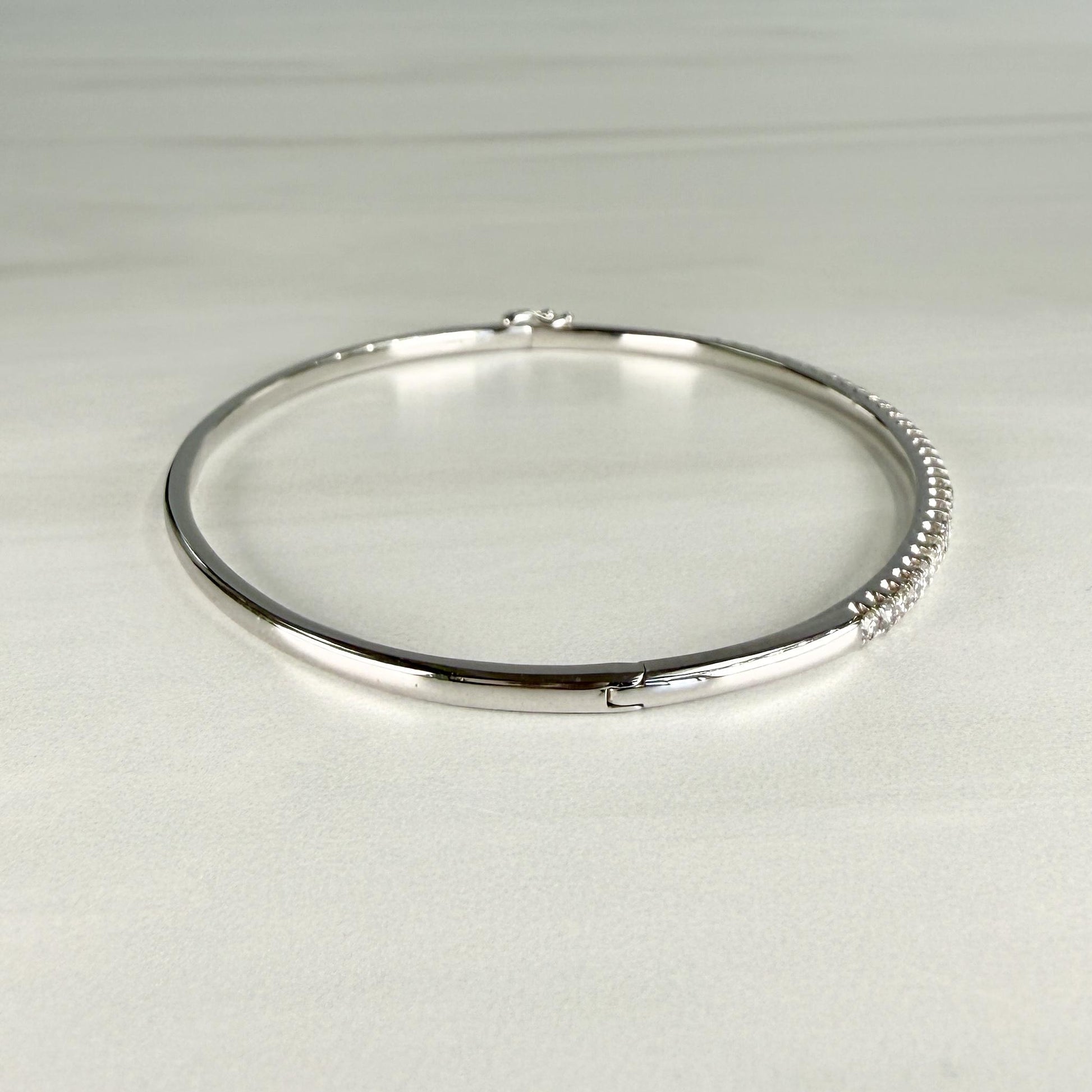 Diamond Half Bangle Bracelet 14k White Gold