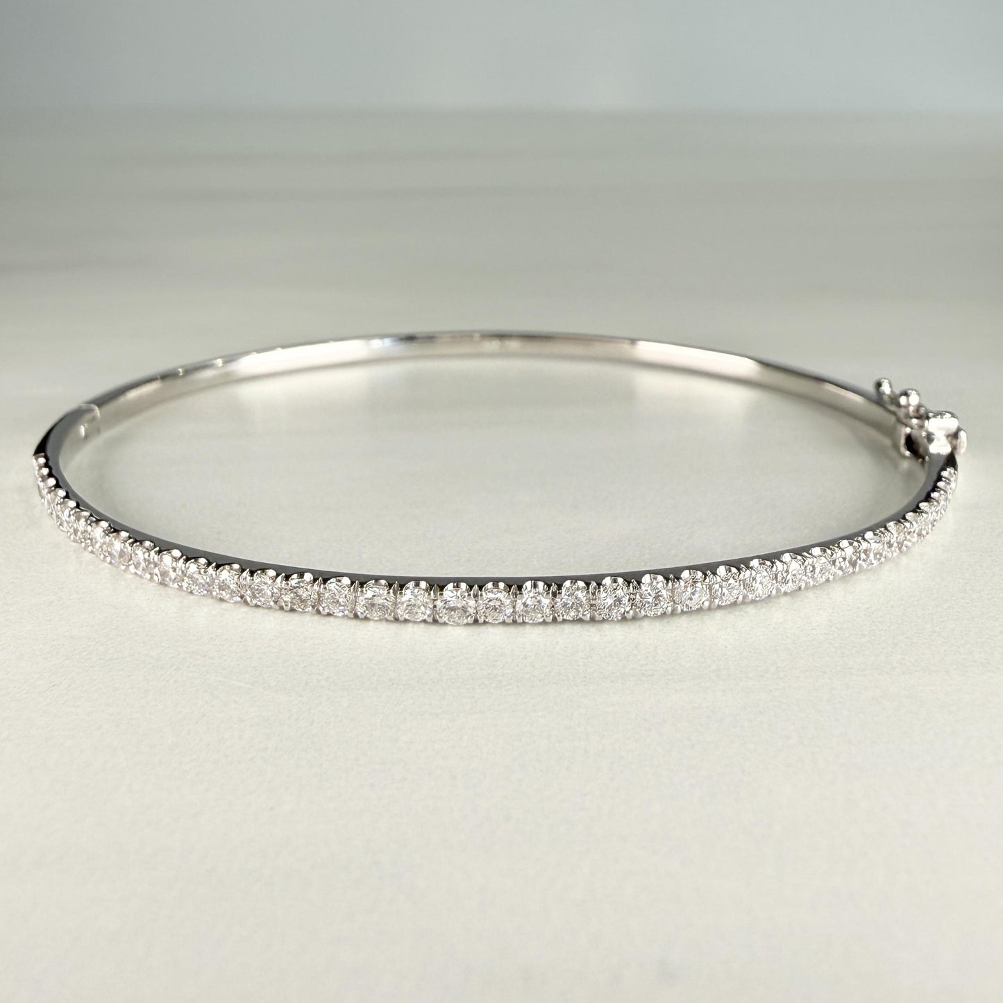 Diamond Half Bangle Bracelet 14k White Gold