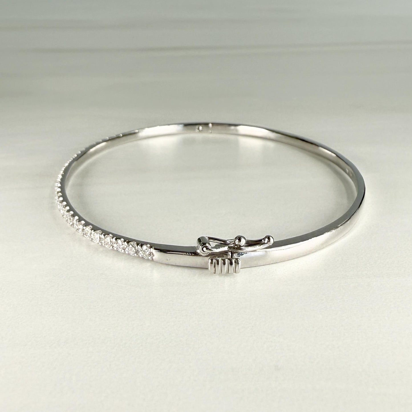 Diamond Half Bangle Bracelet 14k White Gold