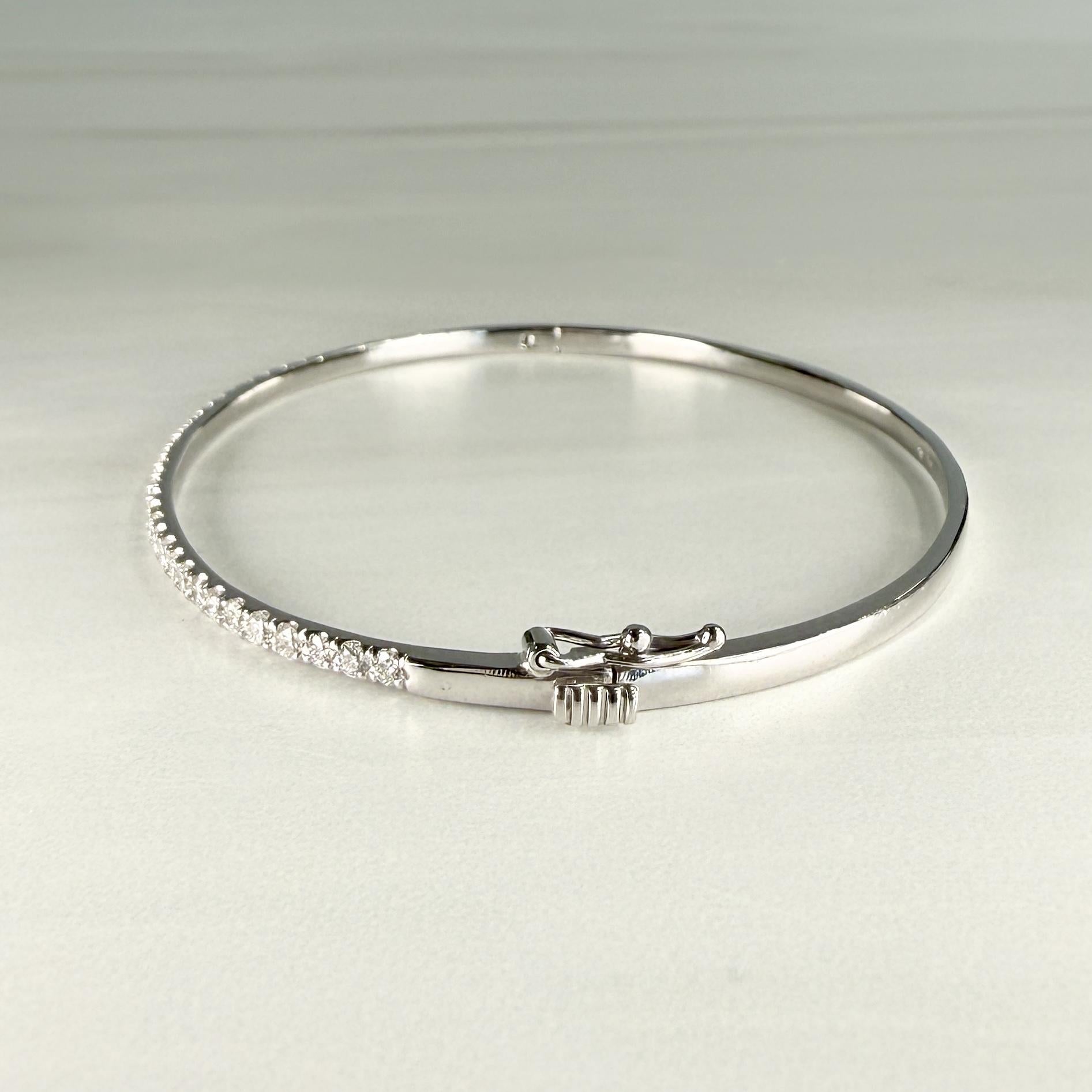 Diamond Half Bangle Bracelet 14k White Gold