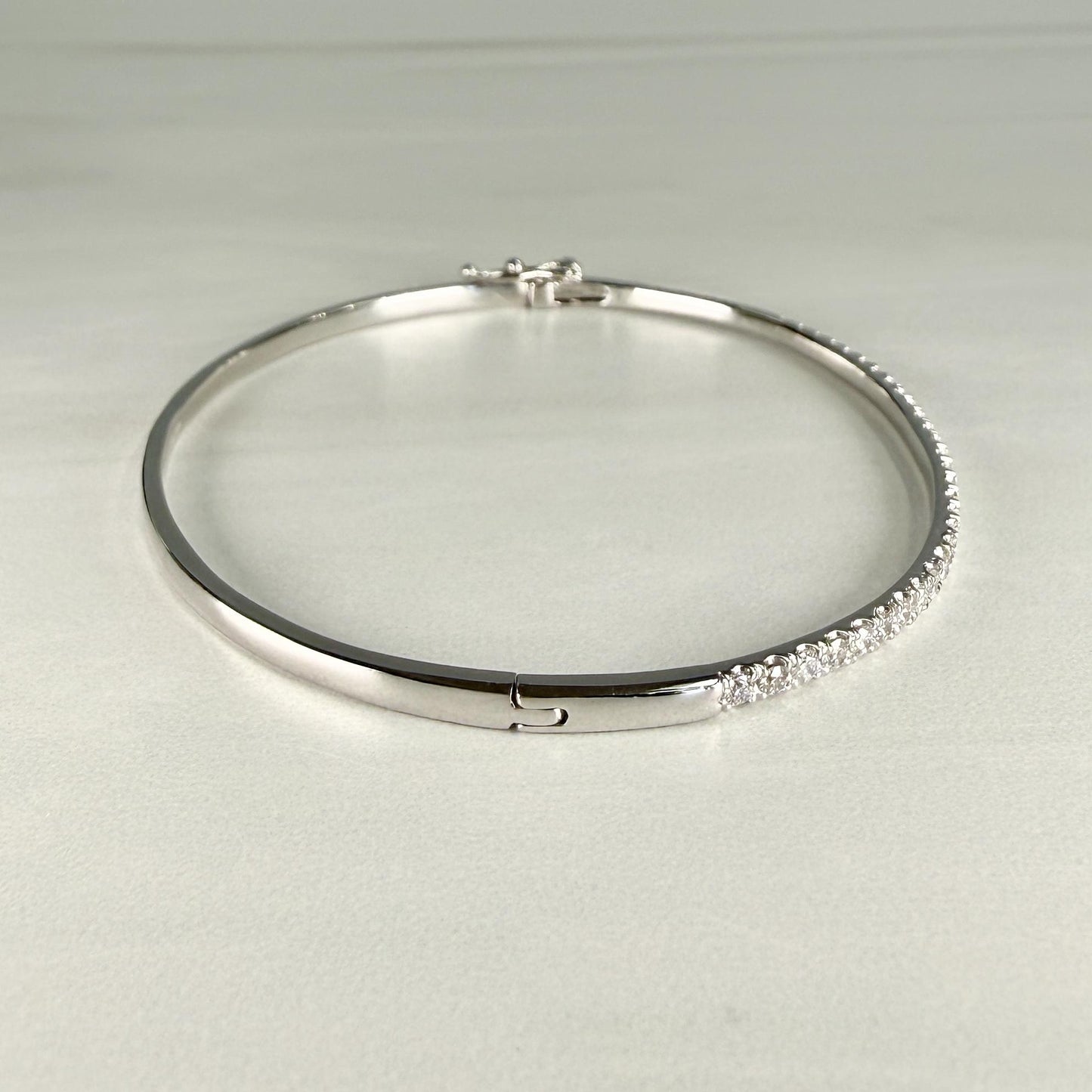 Diamond Half Bangle Bracelet 14k White Gold