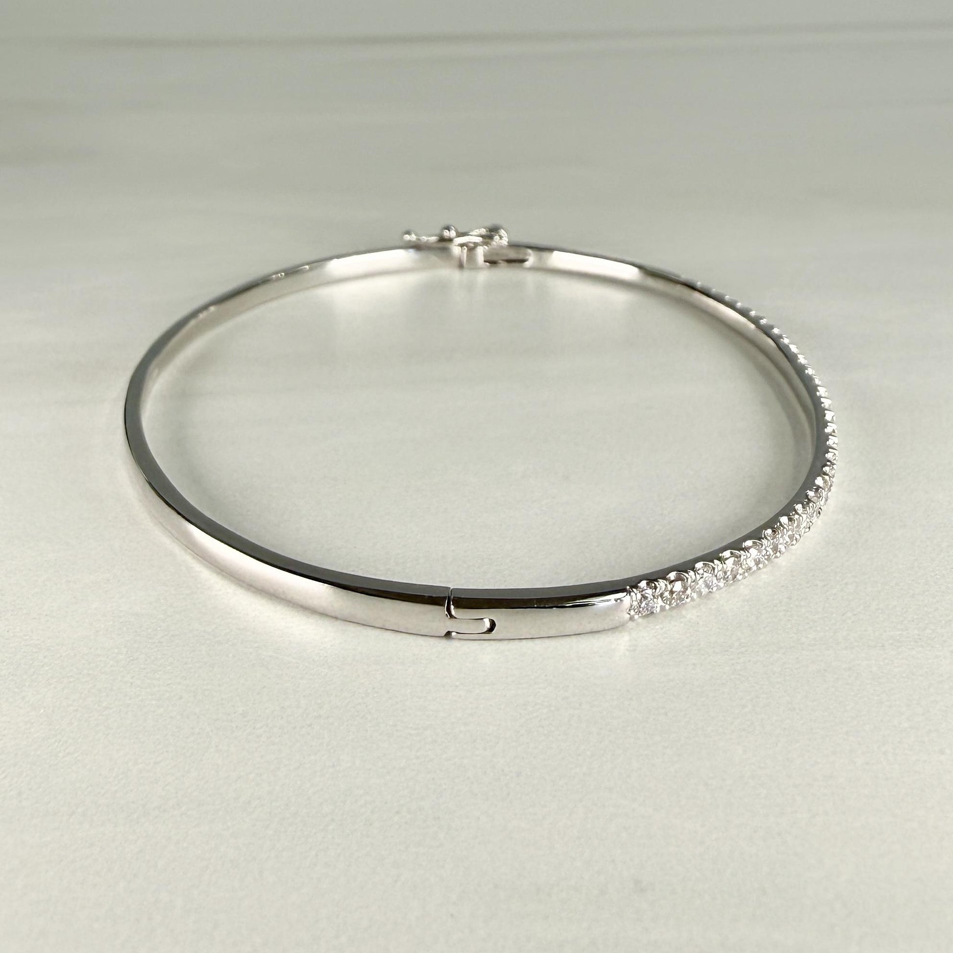 Diamond Half Bangle Bracelet 14k White Gold