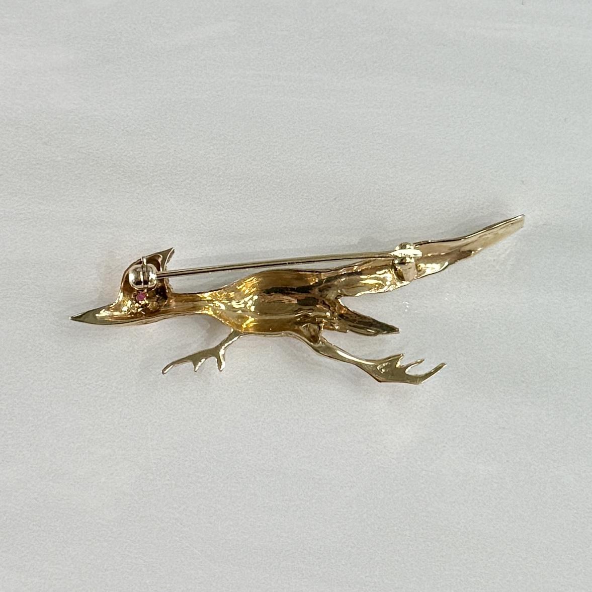 Vintage Larter & Sons Ruby Roadrunner Brooch