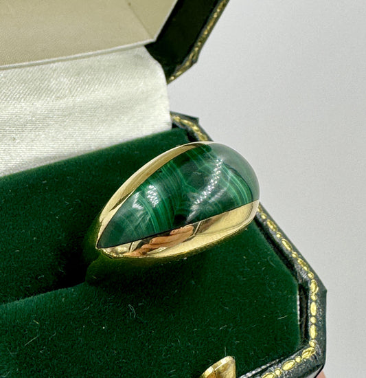 Rare Joachim S'Paliu modernist Malachite Dome ring Mid Century Spain