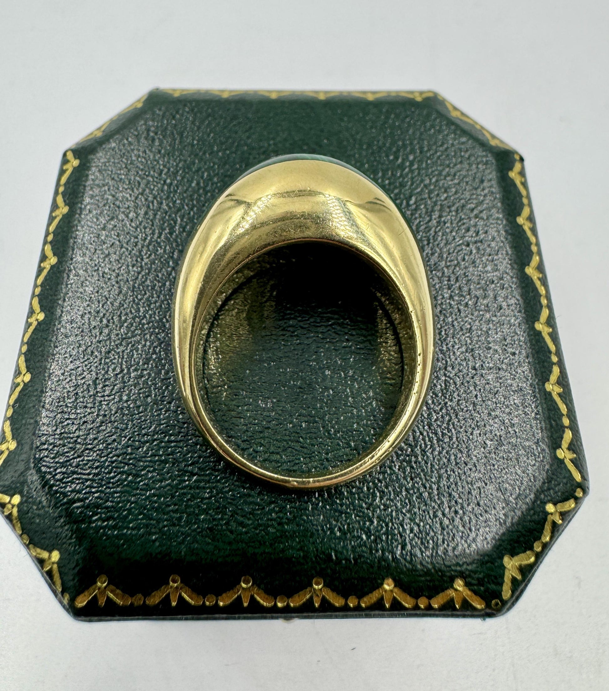 Rare 18k Joachim S'Paliu modernist Malachite Dome ring Spain