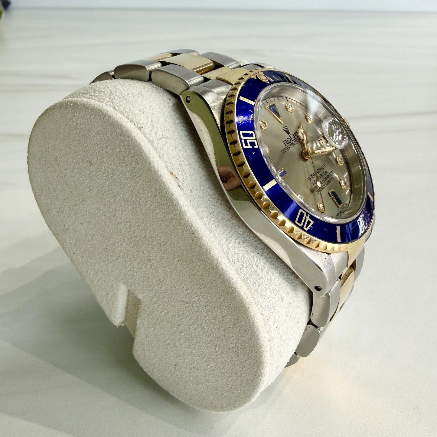Rolex 16613 Submariner "Serti" 18K YG / SS Silver Dial Circa. 1993