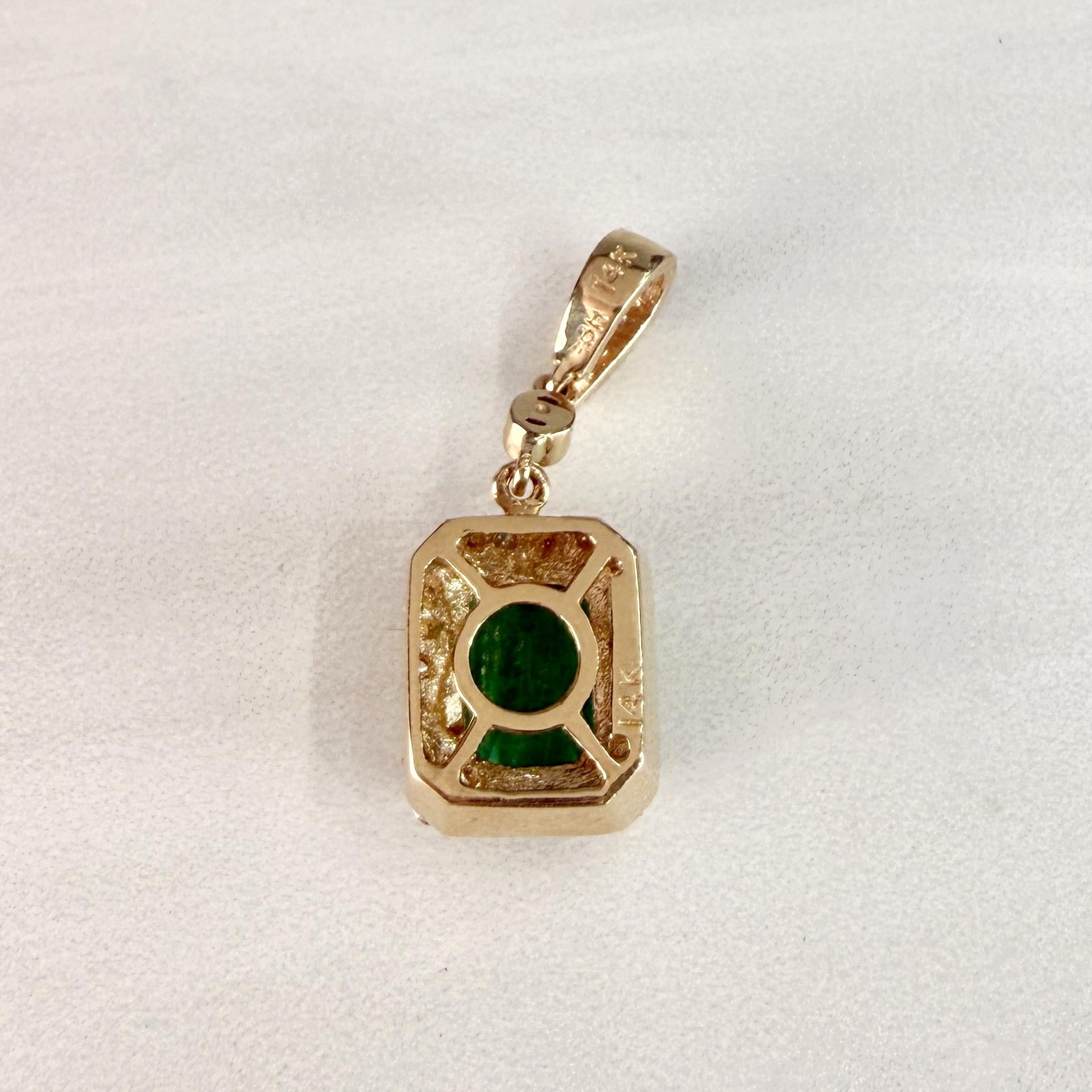 Columbian Emerald and Diamond Pendant 14k Yellow Gold