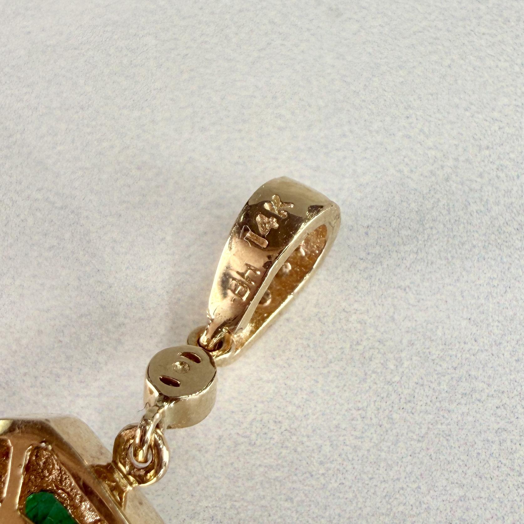 Columbian Emerald and Diamond Pendant 14k Yellow Gold