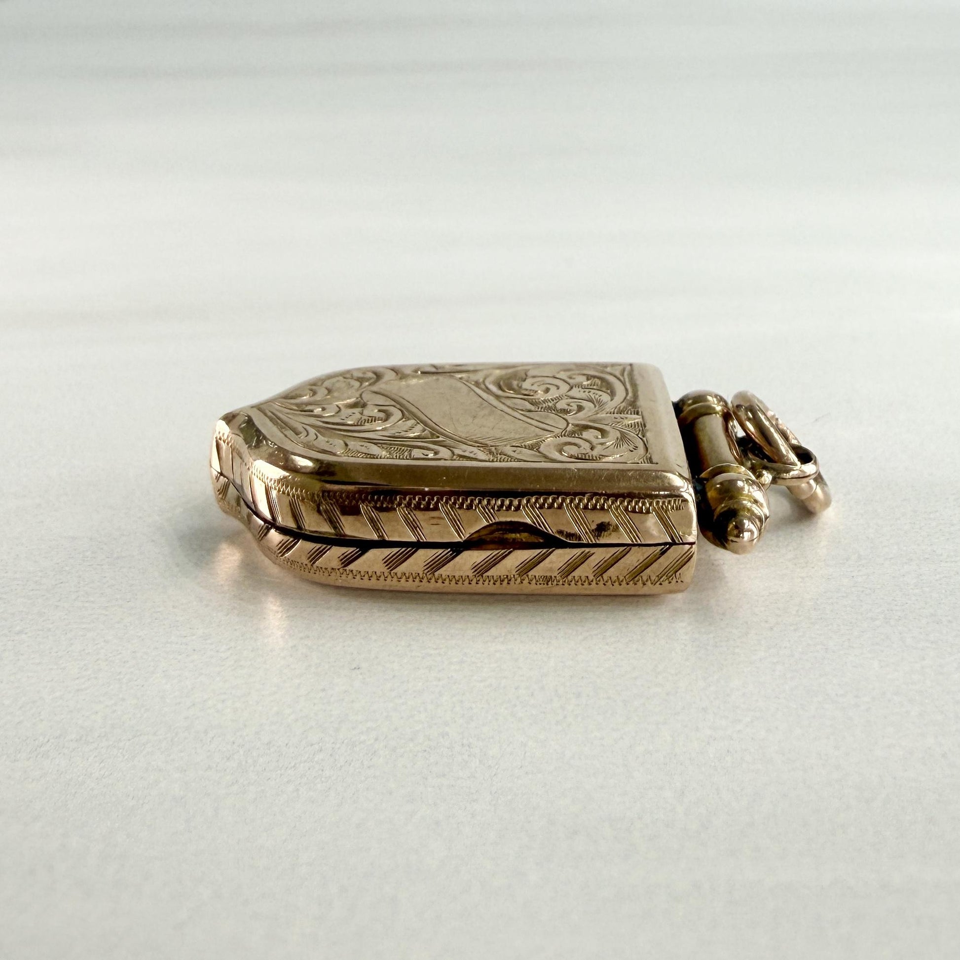 Antique Victorian Shield Locket Pendant 9k Yellow Gold