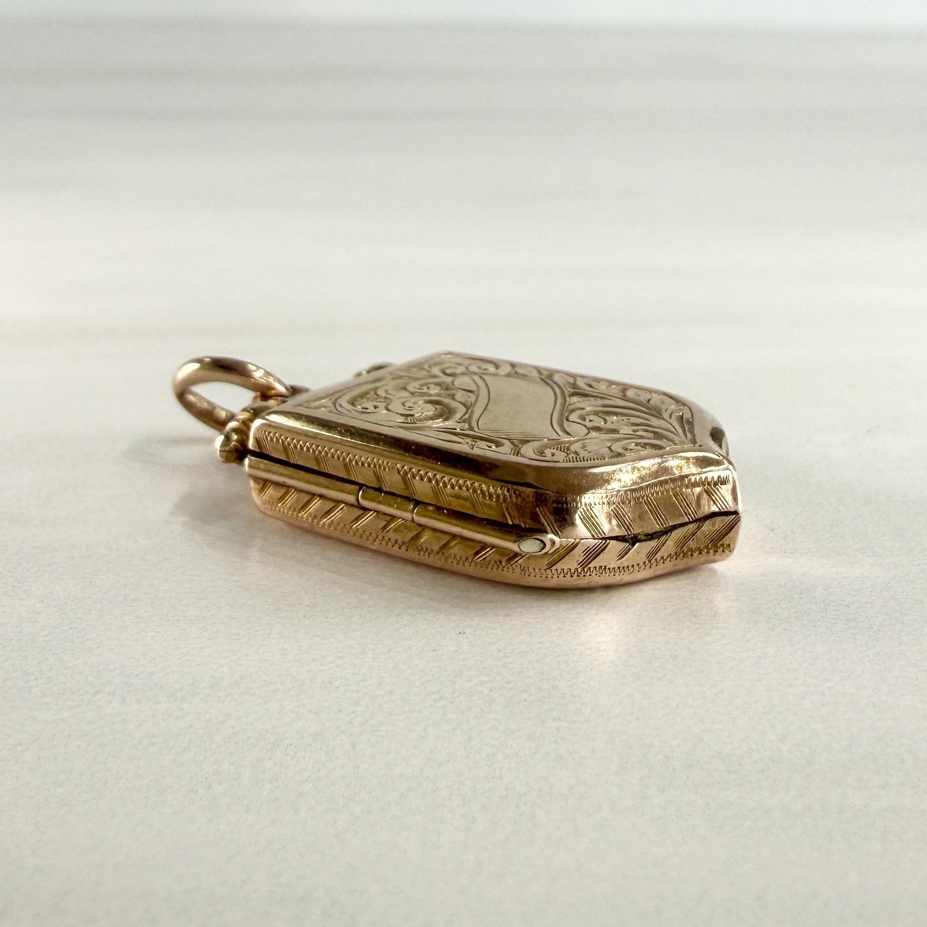 Antique Victorian Shield Locket Pendant 9k Yellow Gold
