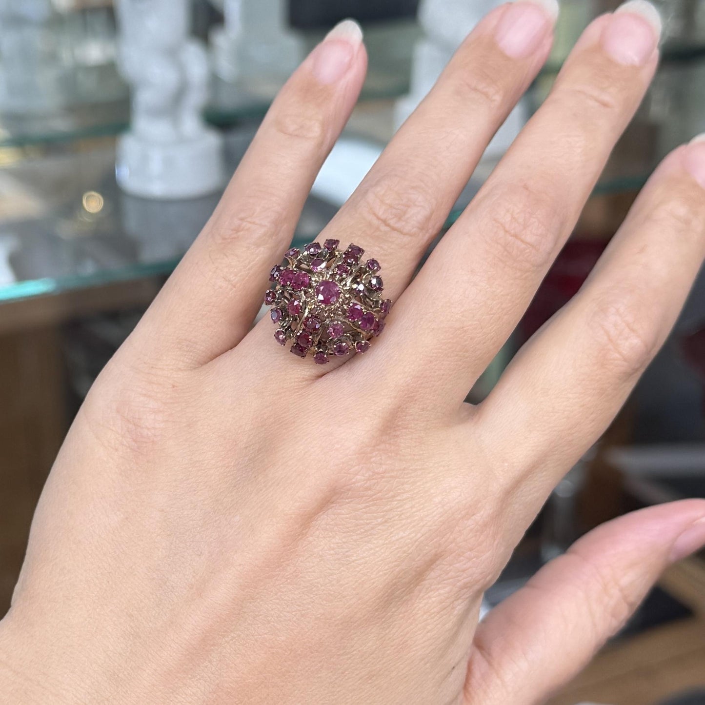 Vintage Princess Thai Ruby Dome ring 14k Yellow Gold