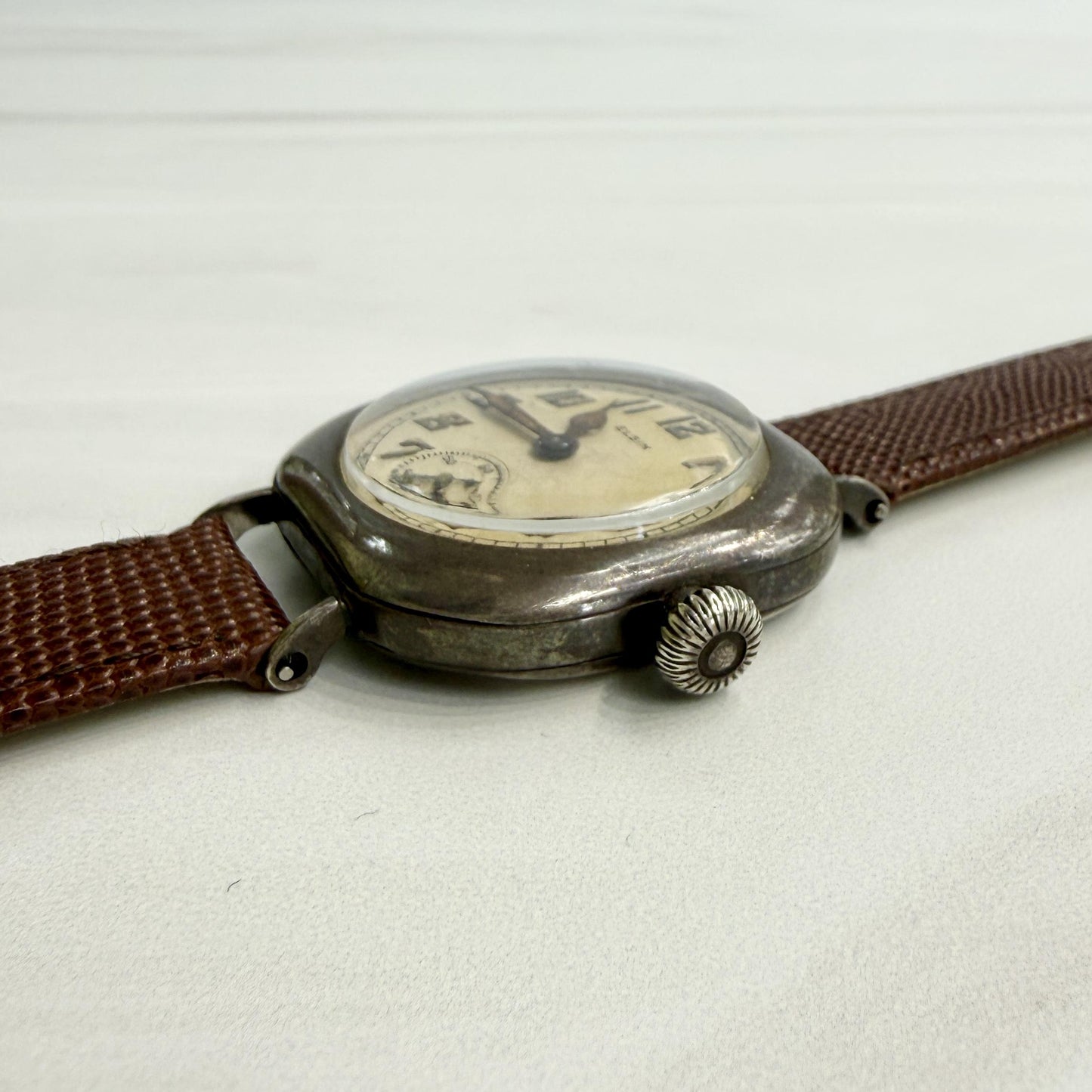 Rare 1917 Elgin Trench Sterling Silver Watch Wristwatch Running strong