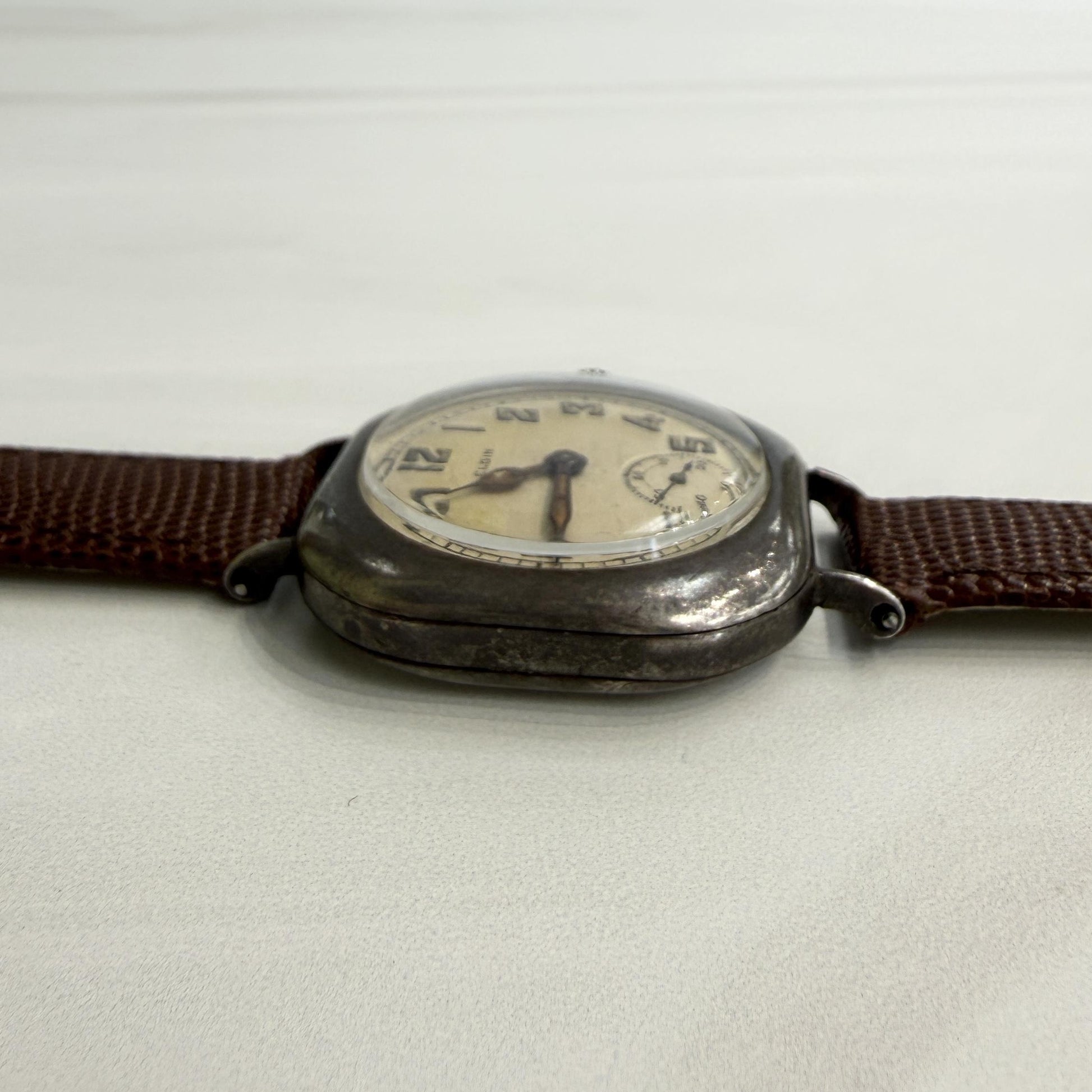 Rare 1917 Elgin Trench Sterling Silver Watch Wristwatch Running strong