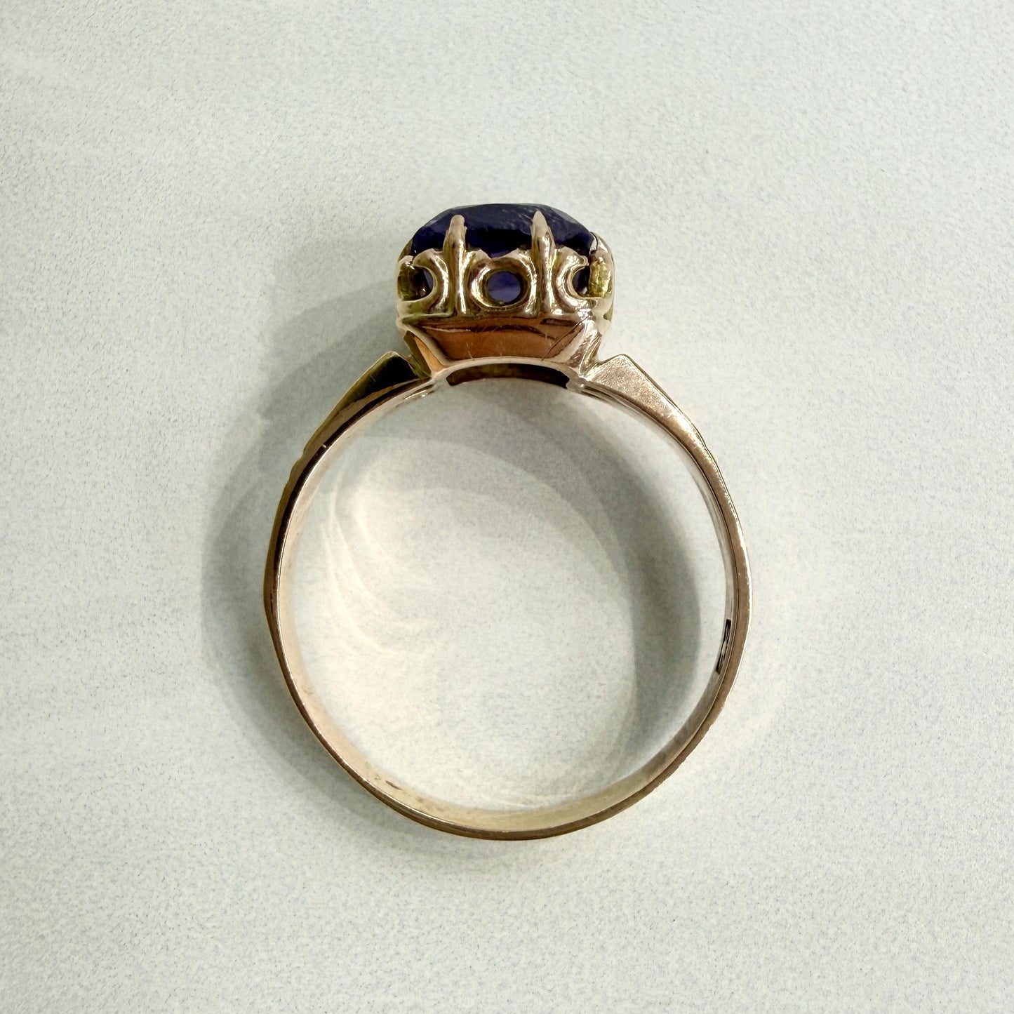 Antique Victorian Rose of Sharon Amethyst Diamond Ring 10k Gold
