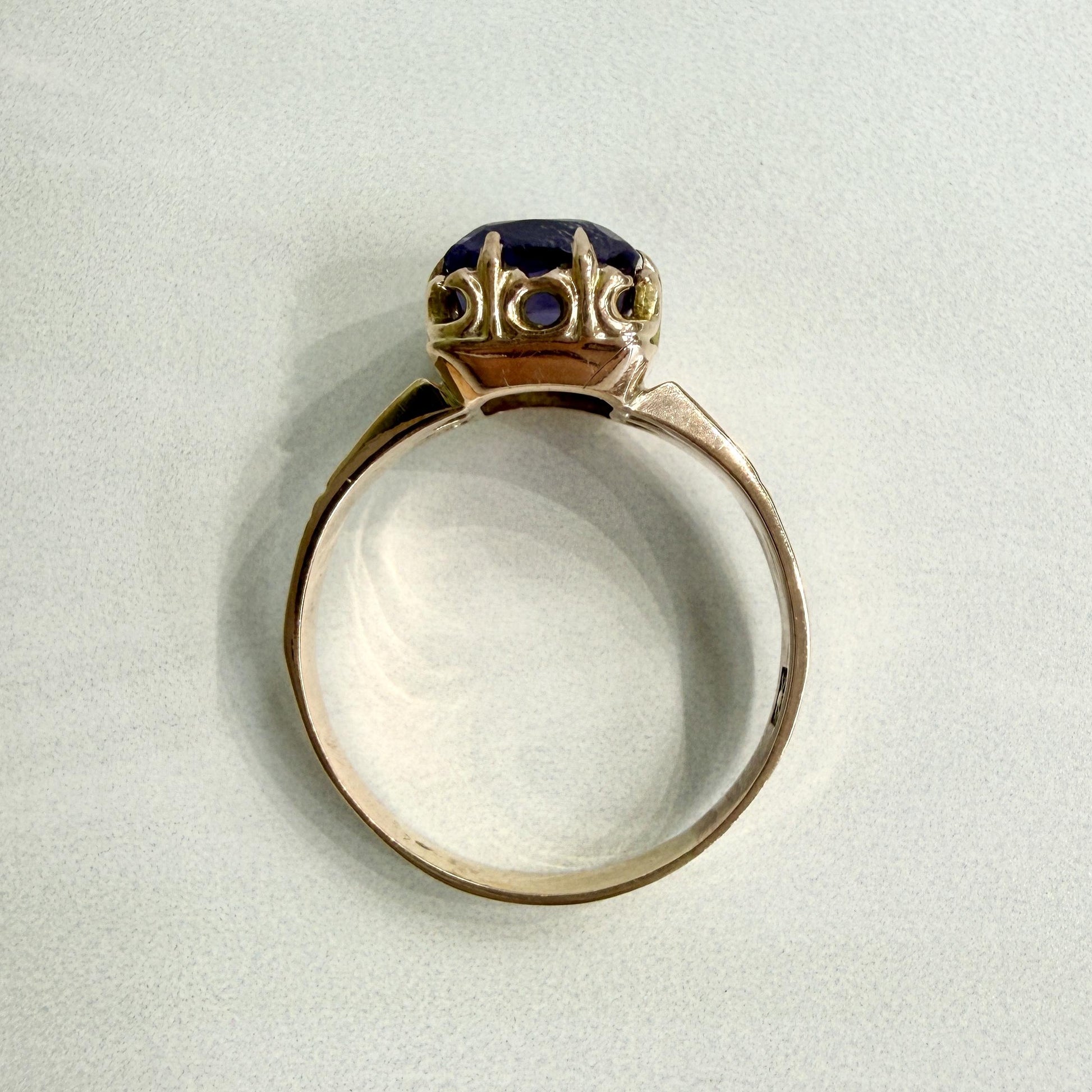 Antique Victorian Rose of Sharon Amethyst Diamond Ring 10k Gold