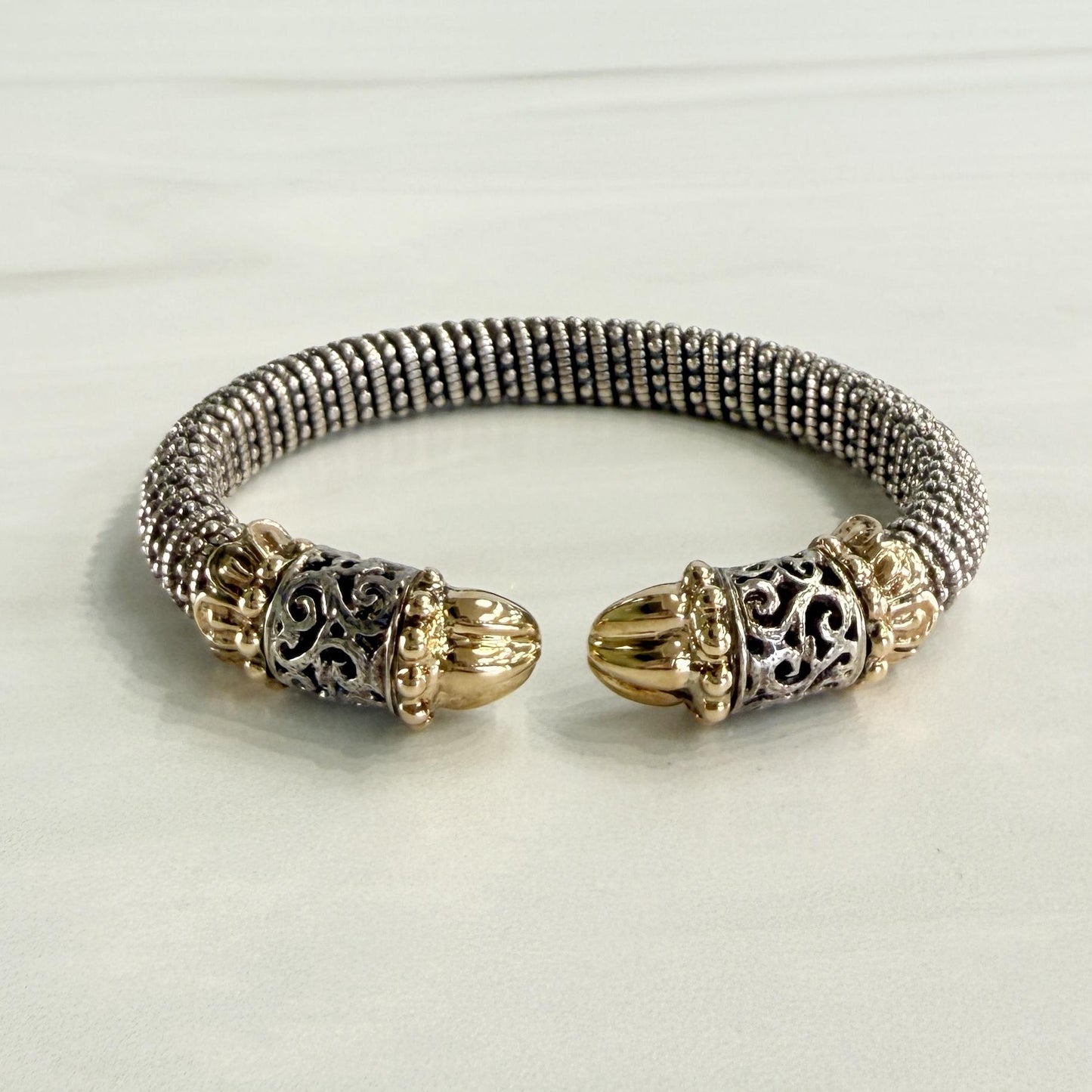 Alwand Vahan Filigree Coil Design Cuff Bracelet 14k/Sterling Silver