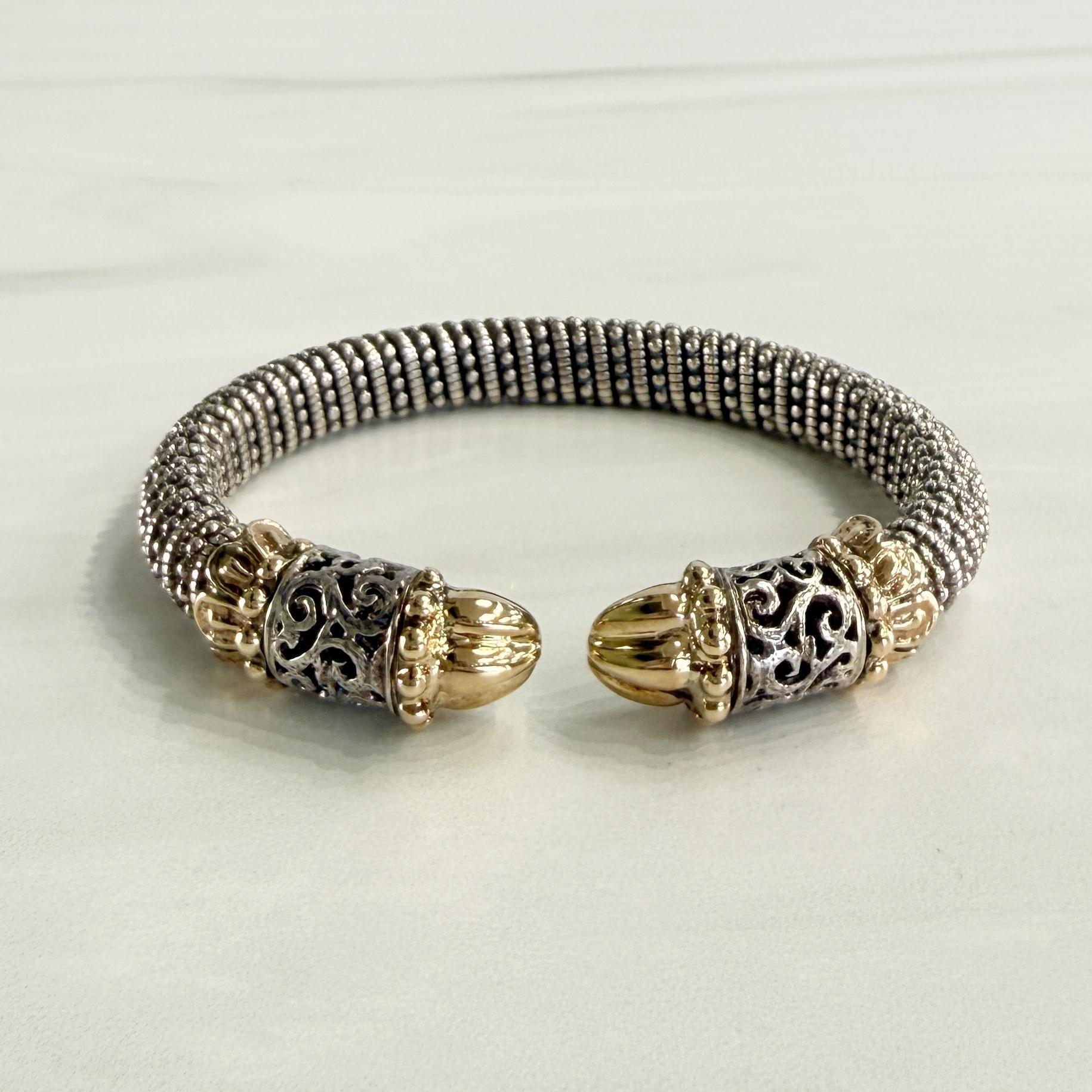 Alwand Vahan Filigree Coil Design Cuff Bracelet 14k/Sterling Silver