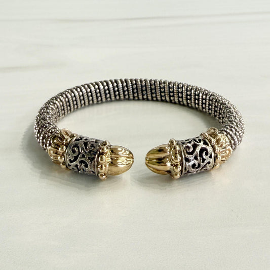 Alwand Vahan Filigree Coil Design Cuff Bracelet 14k/Sterling Silver