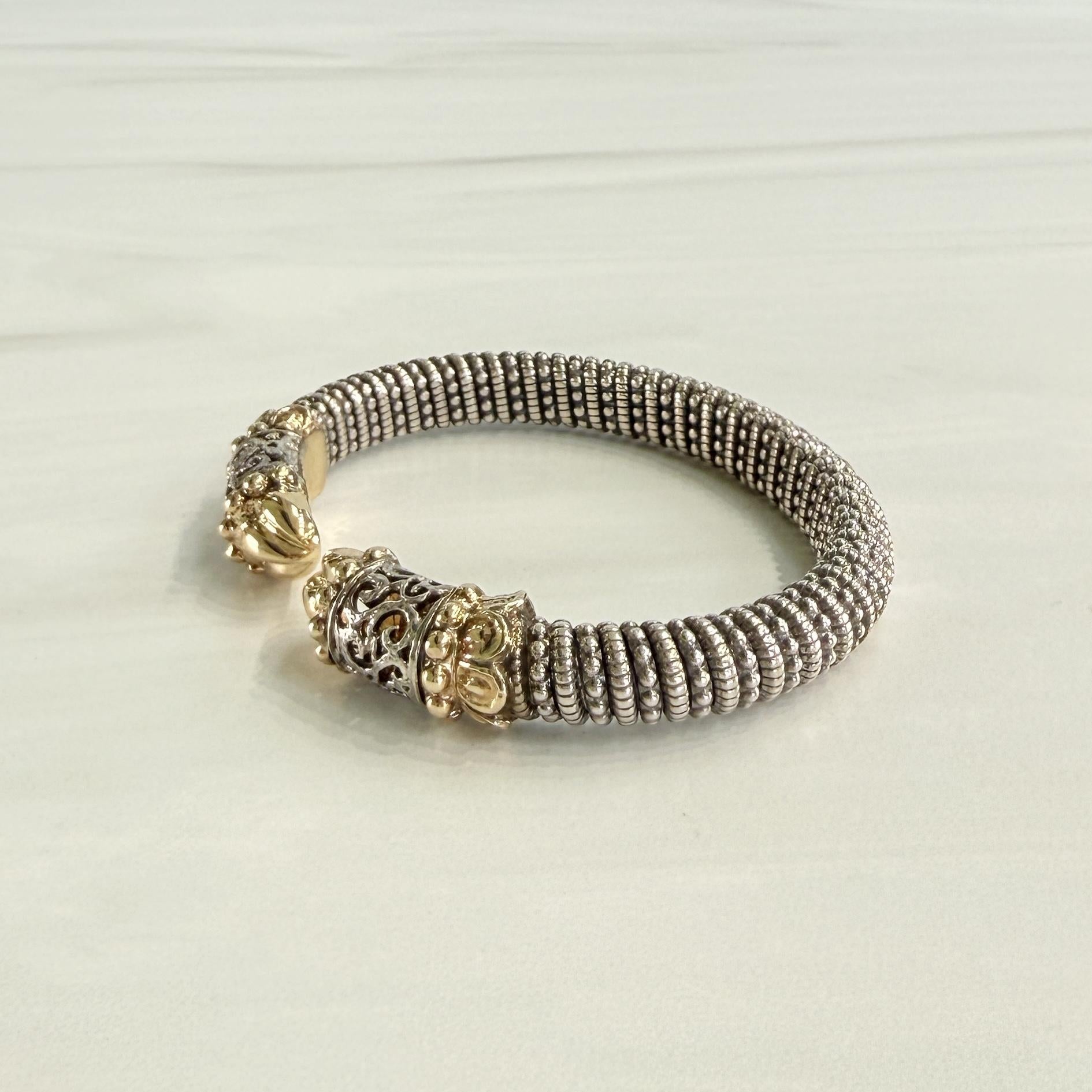 Alwand Vahan Filigree Coil Design Cuff Bracelet 14k/Sterling Silver