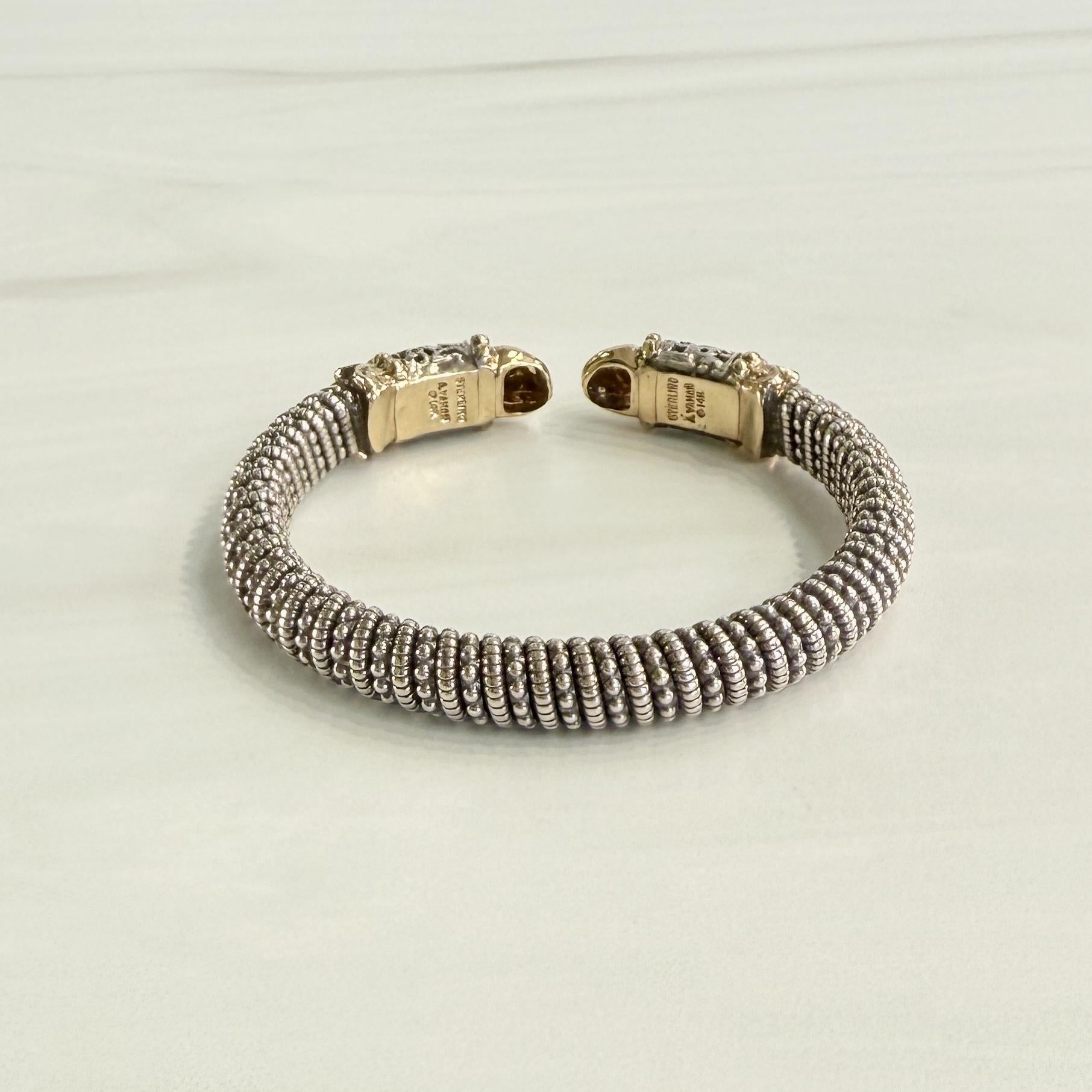 Alwand Vahan Filigree Coil Design Cuff Bracelet 14k/Sterling Silver