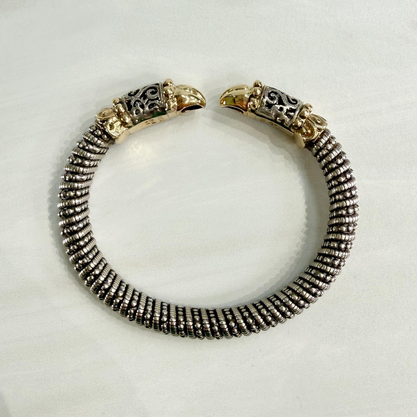 Alwand Vahan Filigree Coil Design Cuff Bracelet 14k/Sterling Silver