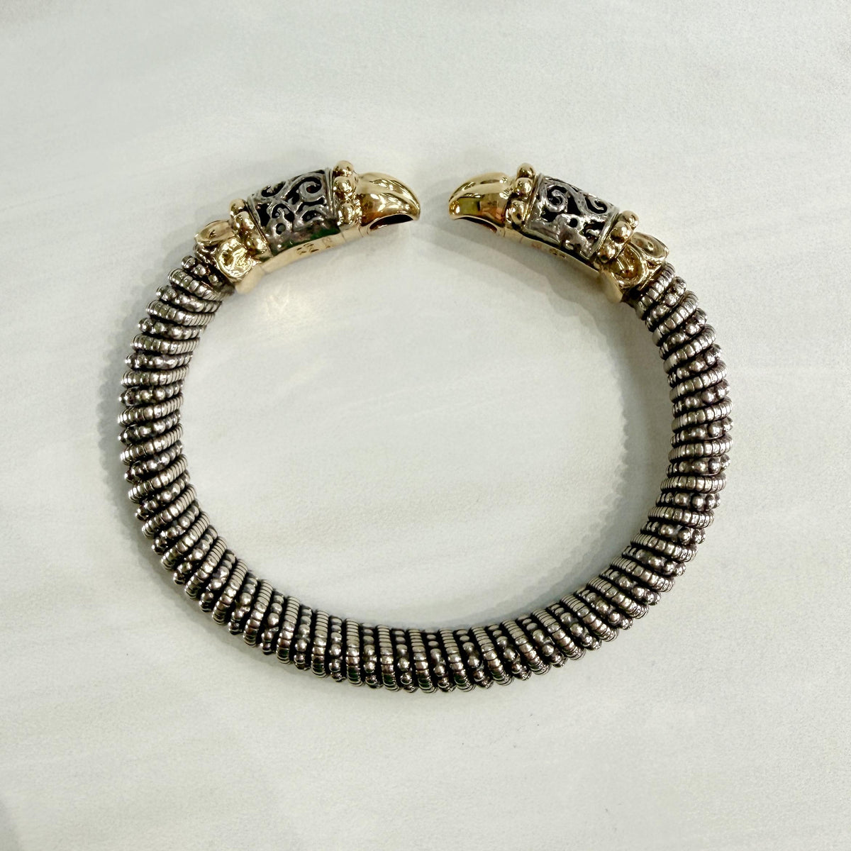 Alwand Vahan Filigree Coil Design Cuff Bracelet 14k/Sterling Silver