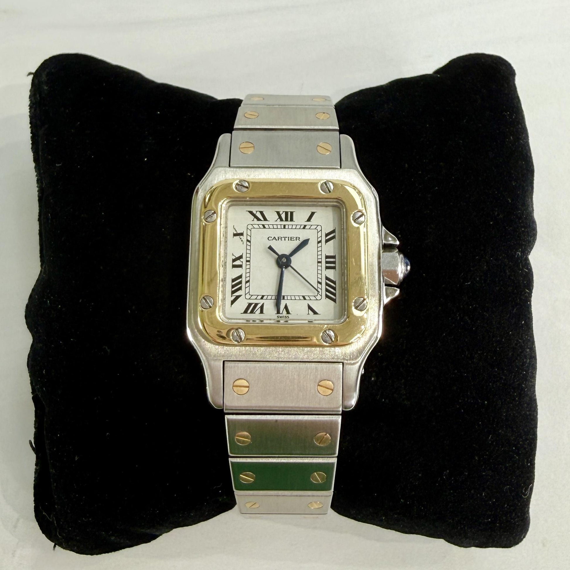 Cartier Santos Watch White Dial 18k YG/SS 1980's