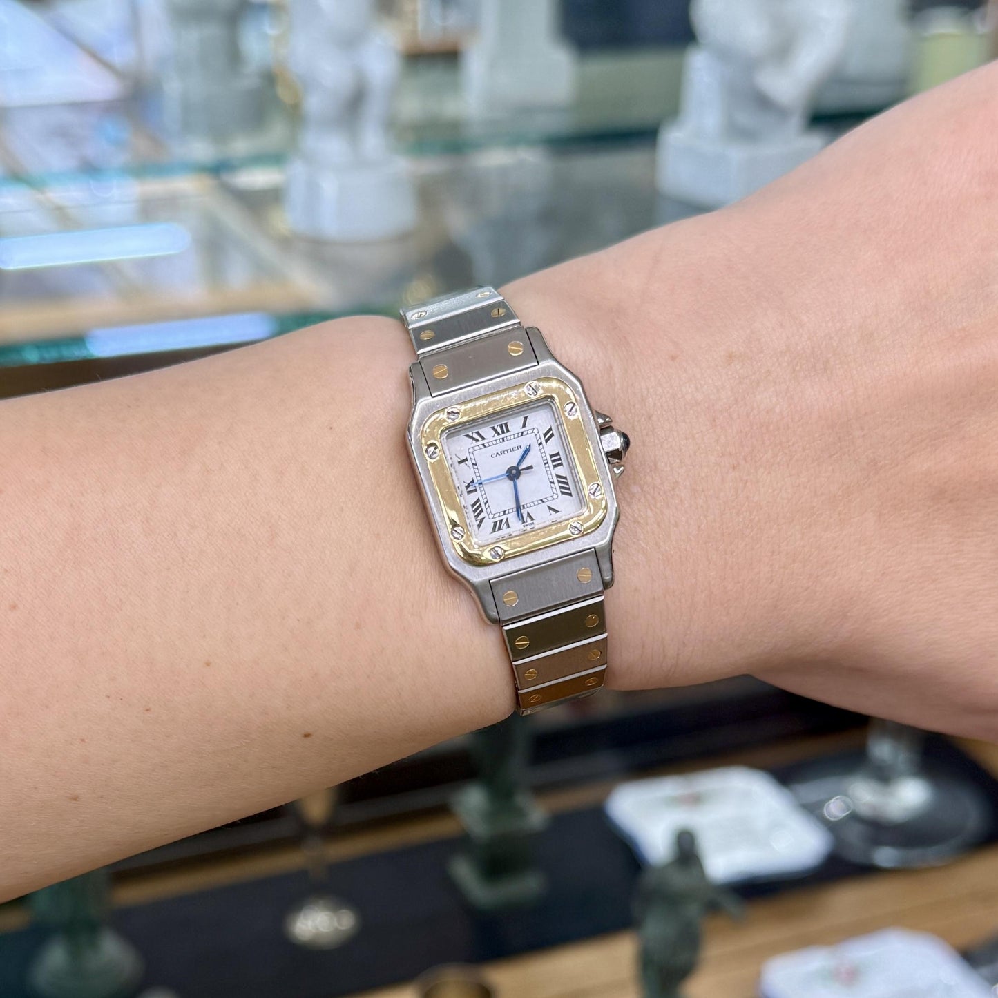 Cartier Santos Watch White Dial 18k YG/SS 1980's
