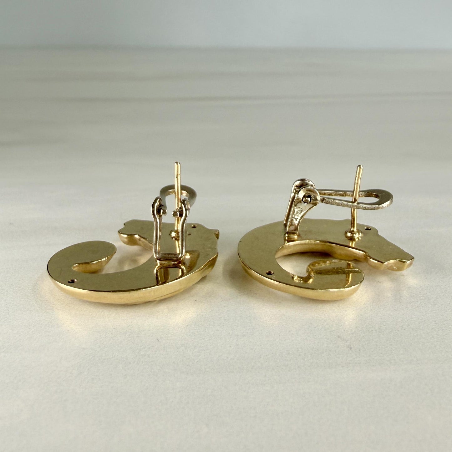 Horse Earrings Omega Backs 14k Gold