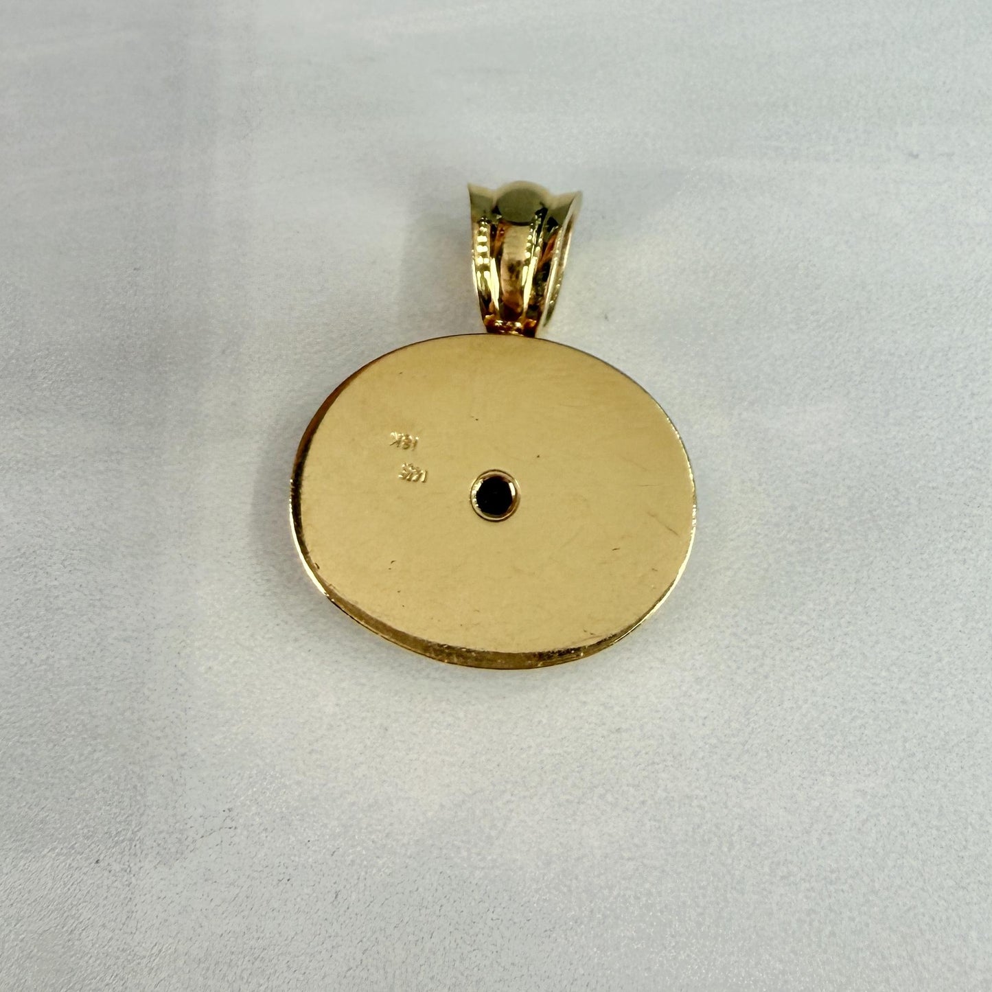 1990's Diamond Sapphire and Lapis Horse Pendant 18k/14k Yellow Gold