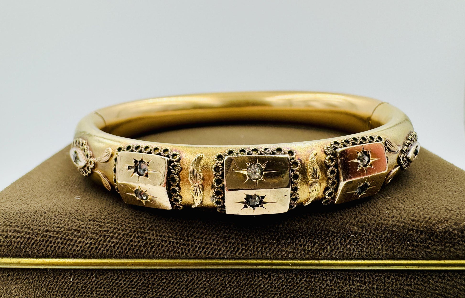 Antique Victorian Gold Filled Hinged bangle Bracelet