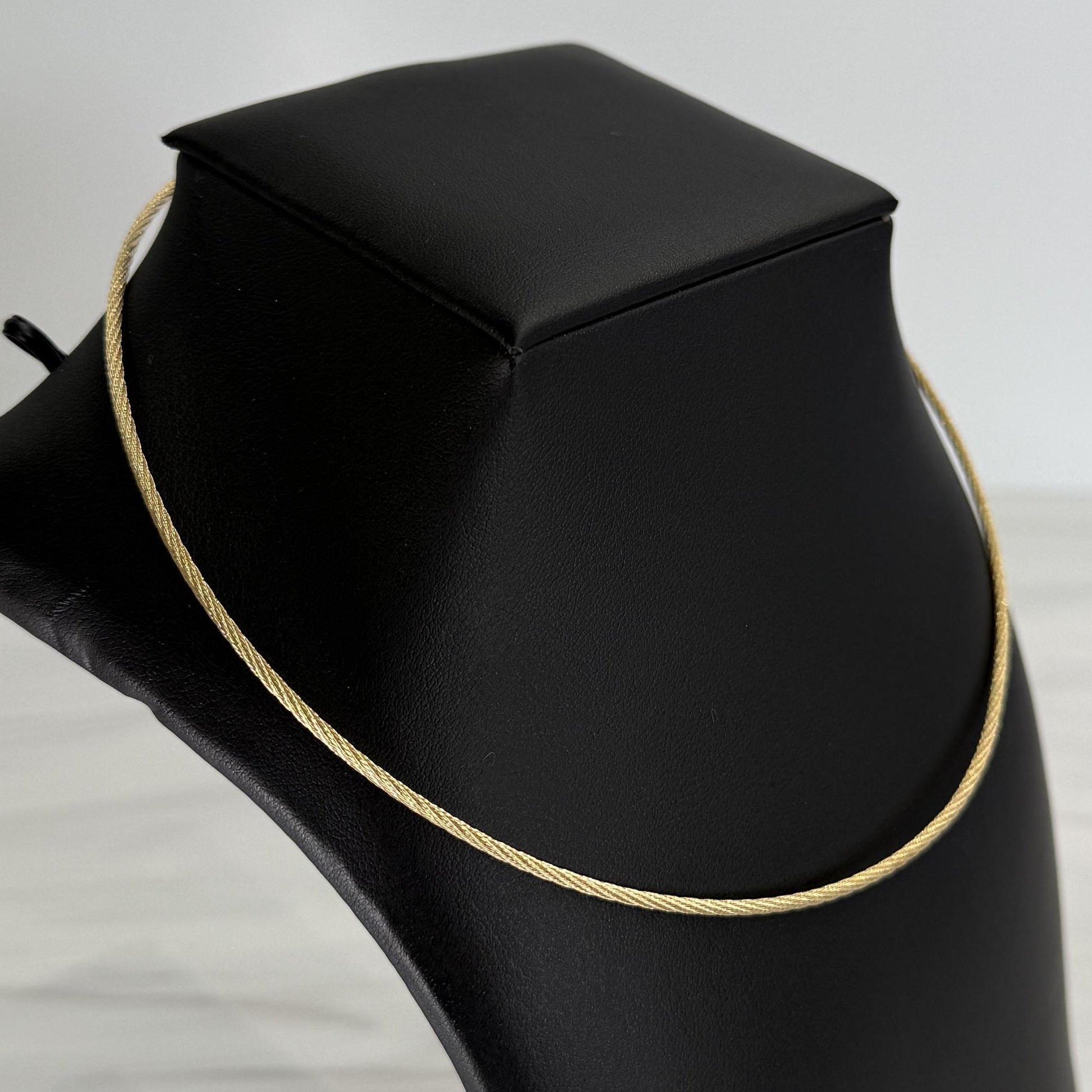 Estate Rounded Cable Wire Rope Twist Necklace 14k Yellow Gold
