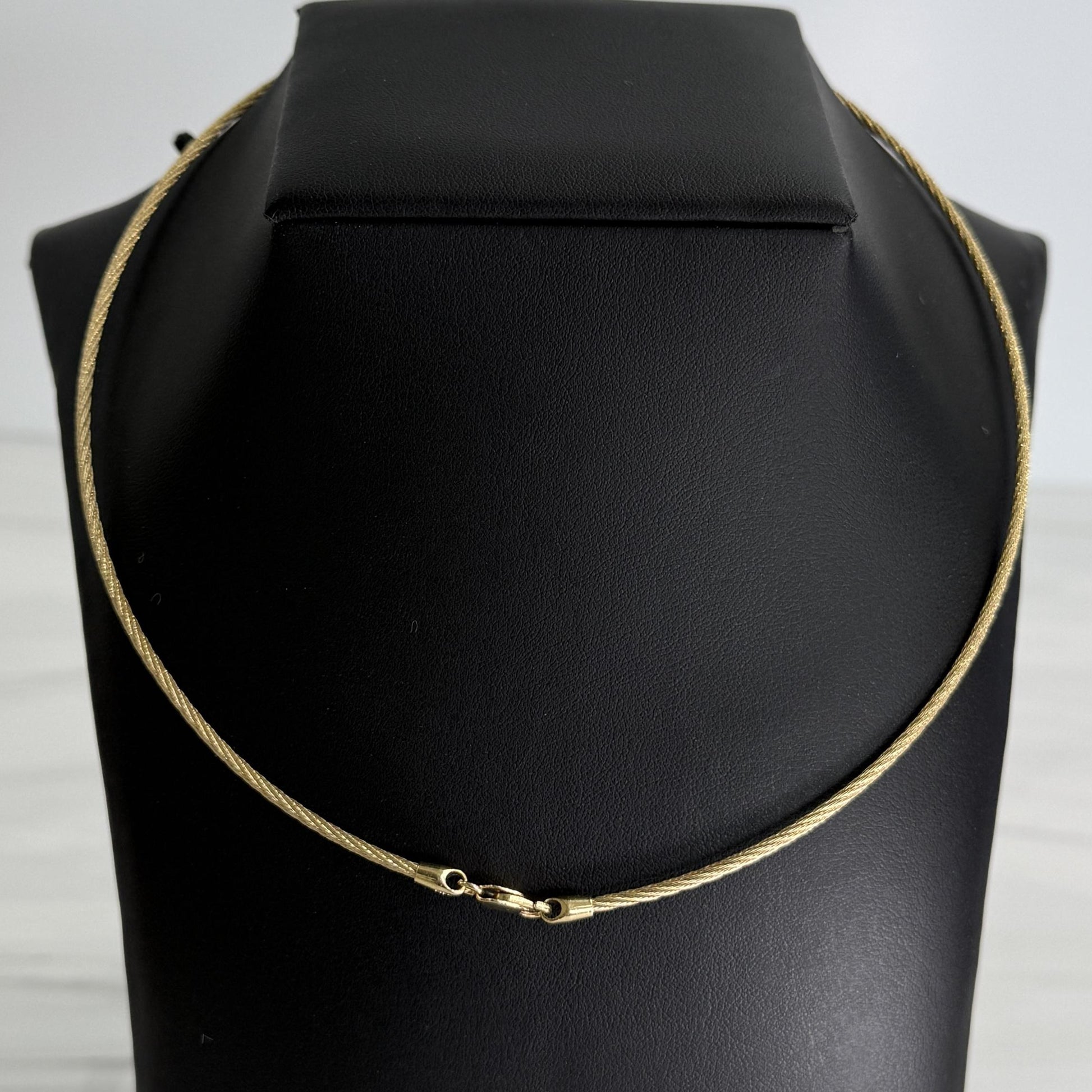 Estate Rounded Cable Wire Rope Twist Necklace 14k Yellow Gold