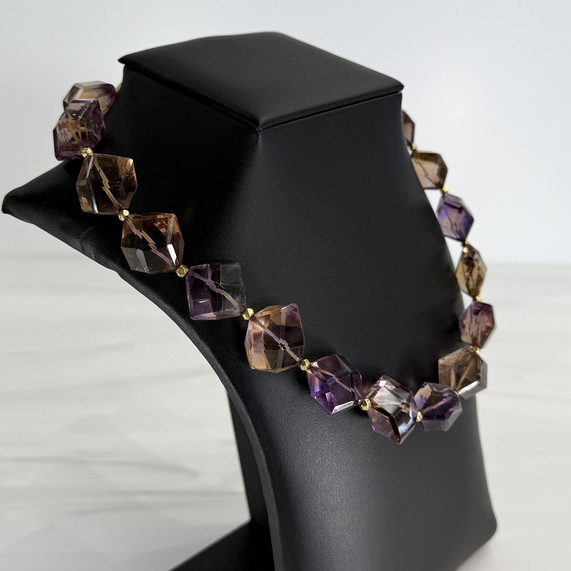Chunky Faceted Ametrine Statement Necklace 14k Yellow Gold
