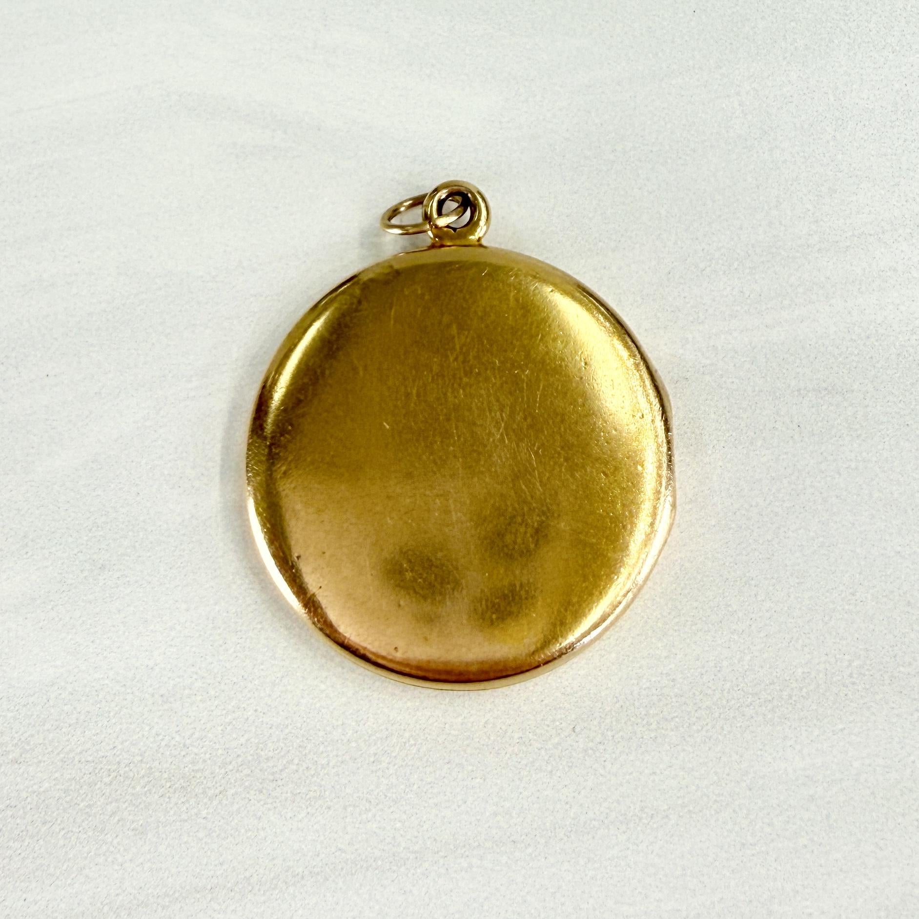 Antique 1900 Diamond Horse Locket Pendant 14k Yellow Gold