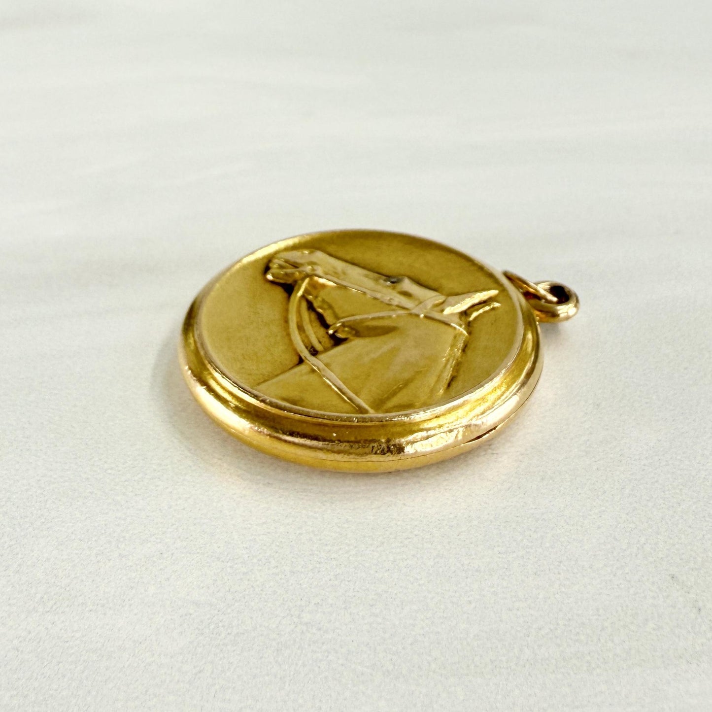 Antique 1900 Diamond Horse Locket Pendant 14k Yellow Gold