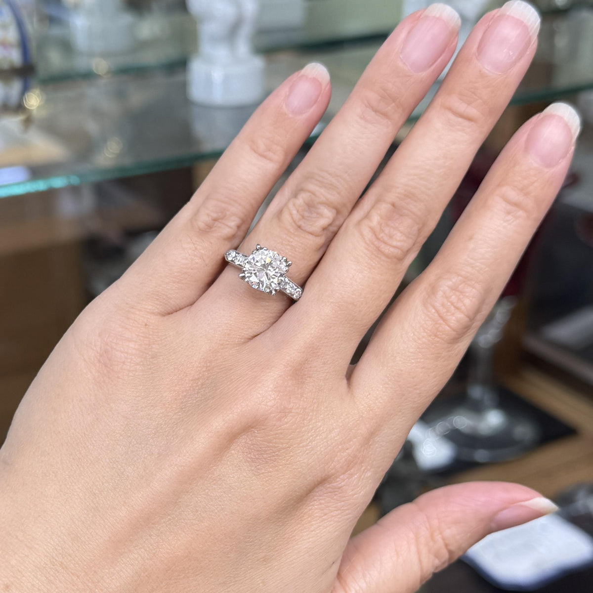 1950s GIA 2.42 Carat Diamond Platinum Engagement Ring