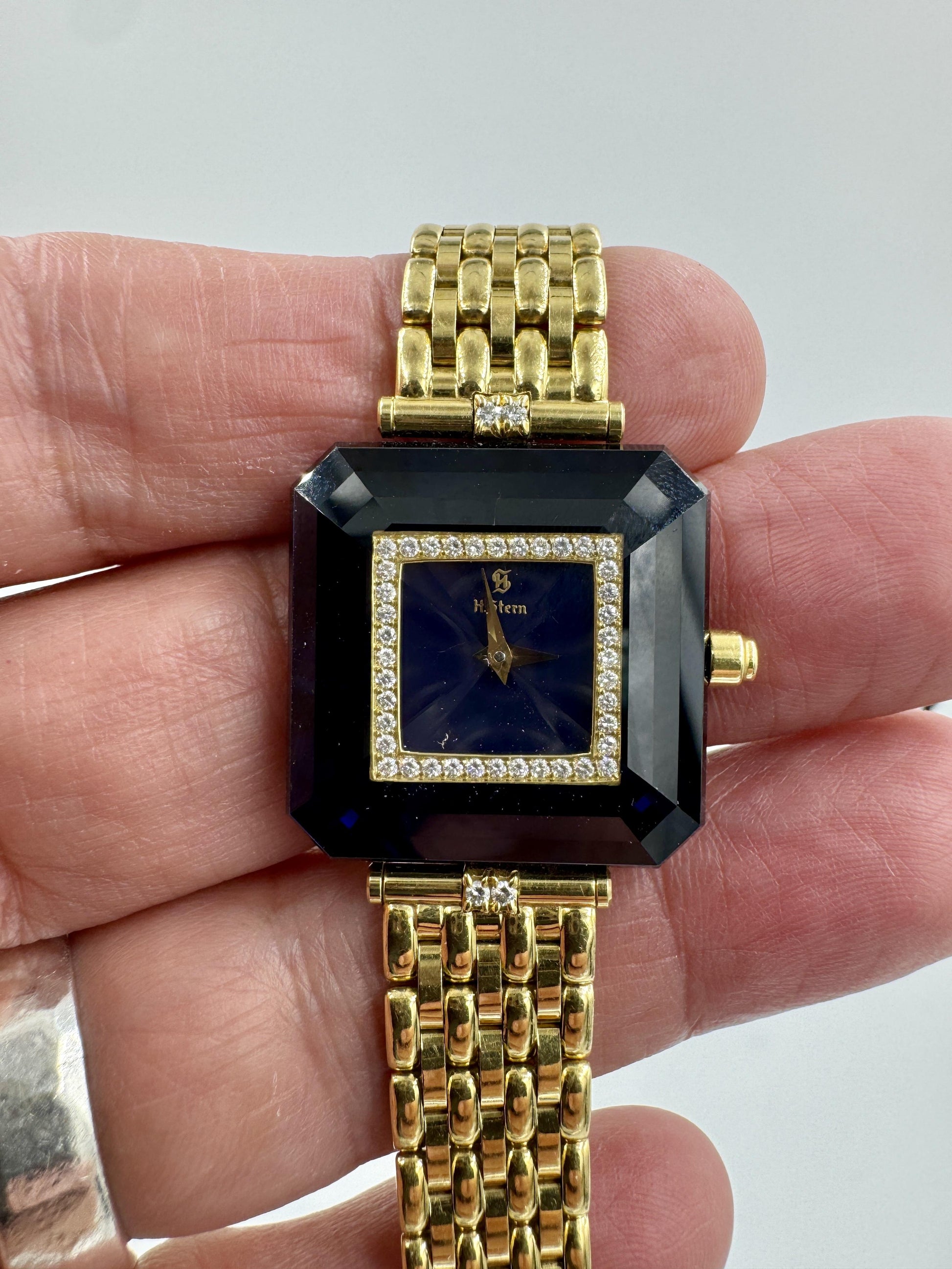H. Stern 18k Gold Blue Sapphire and Diamond Watch