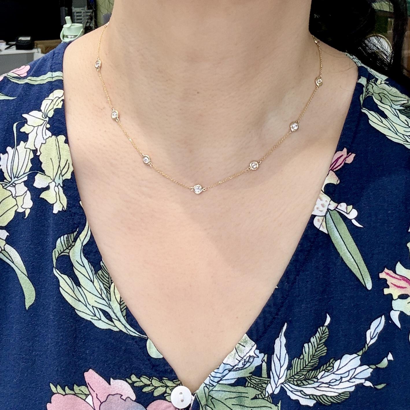 18" Diamonds by the Yard Necklace 14k Yellow Gold