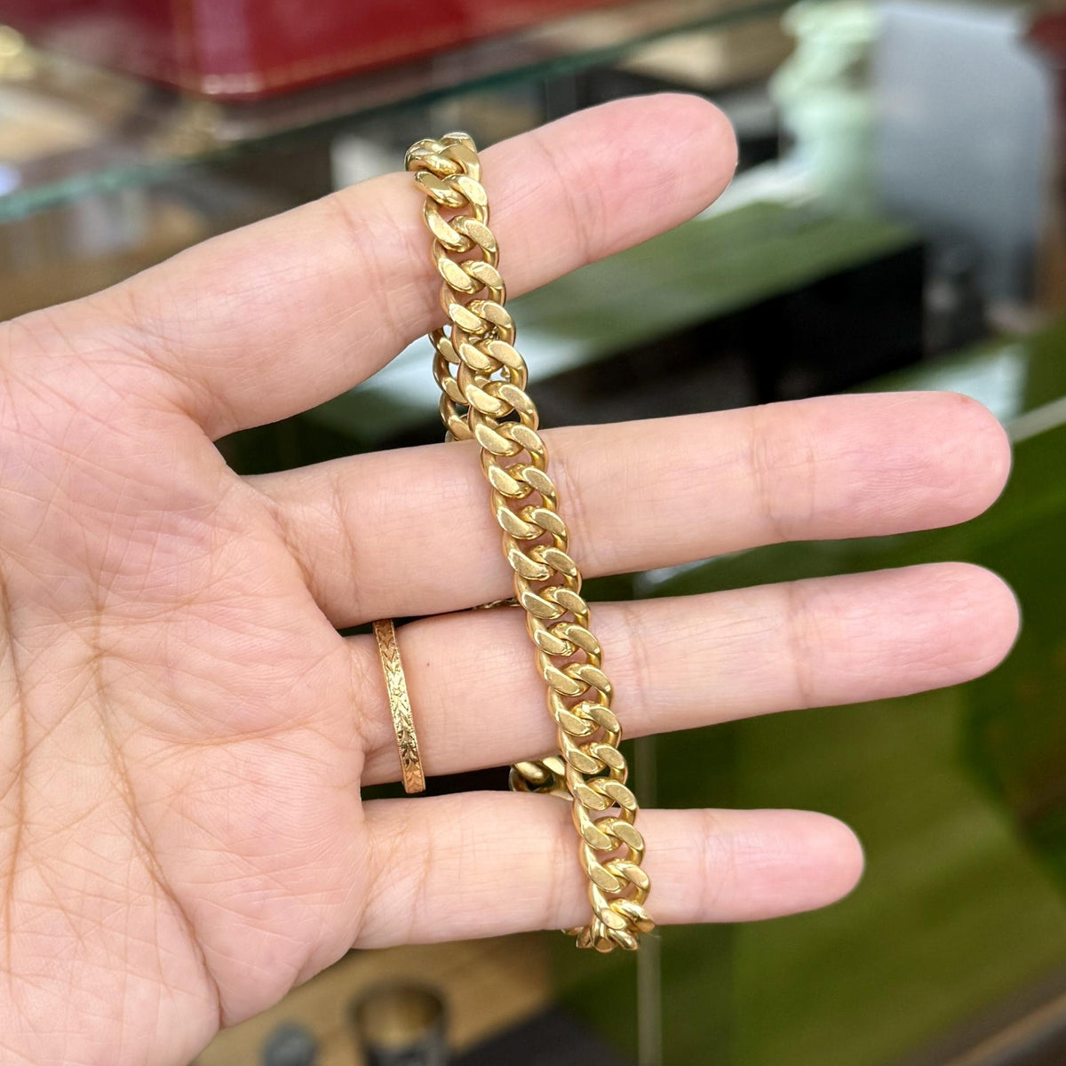 Vintage 1950's Portuguese Curb Link Bracelet 19k Yellow Gold