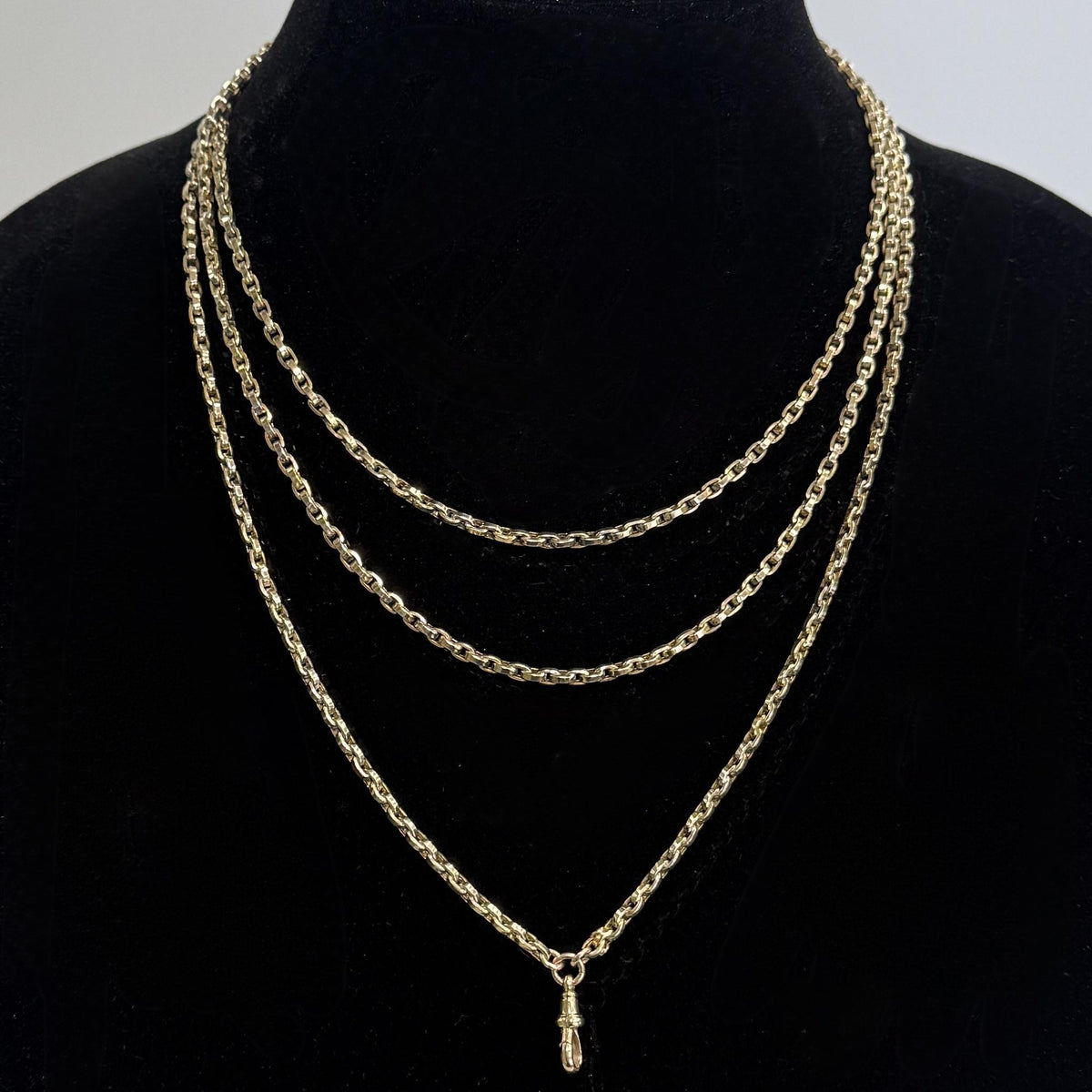 Antique Victorian 57" Long Guard Chain Charles Daniel Broughton 9k