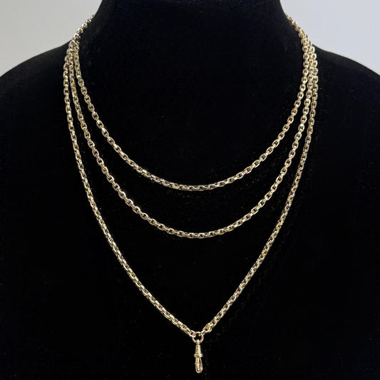 Antique Victorian 57" Long Guard Chain Charles Daniel Broughton 9k
