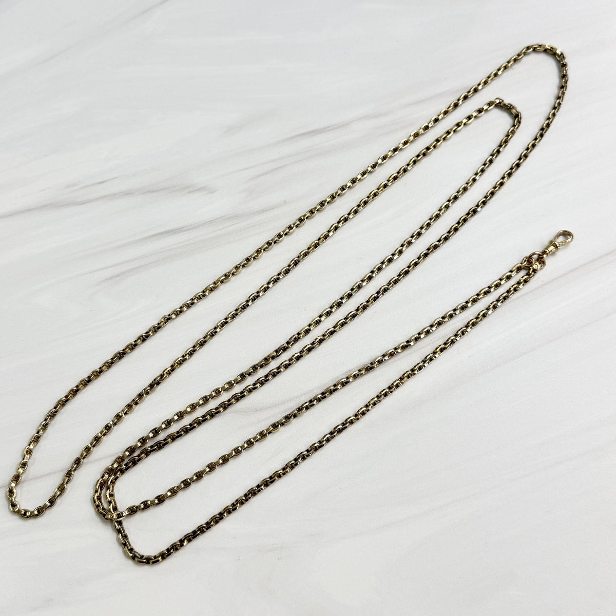 Antique Victorian 57" Long Guard Chain Charles Daniel Broughton 9k