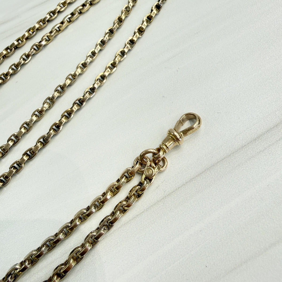 Antique Victorian 57" Long Guard Chain Charles Daniel Broughton 9k