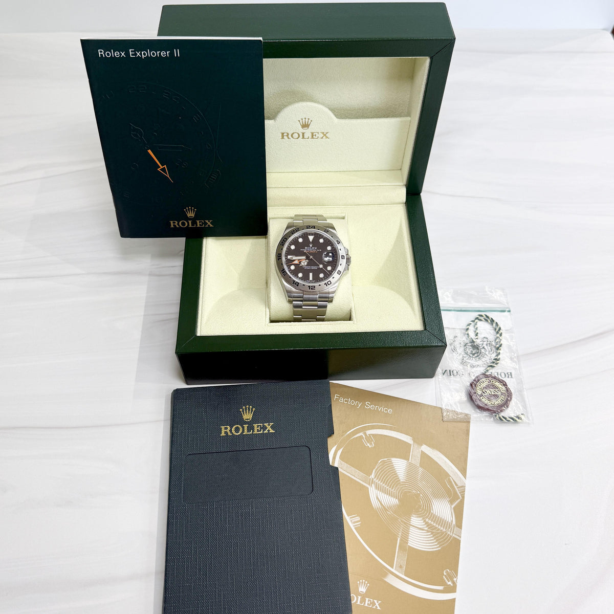 Rolex Explorer II Steel GMT 42mm 216570 Orange Hand Black Dial Automatic Watch