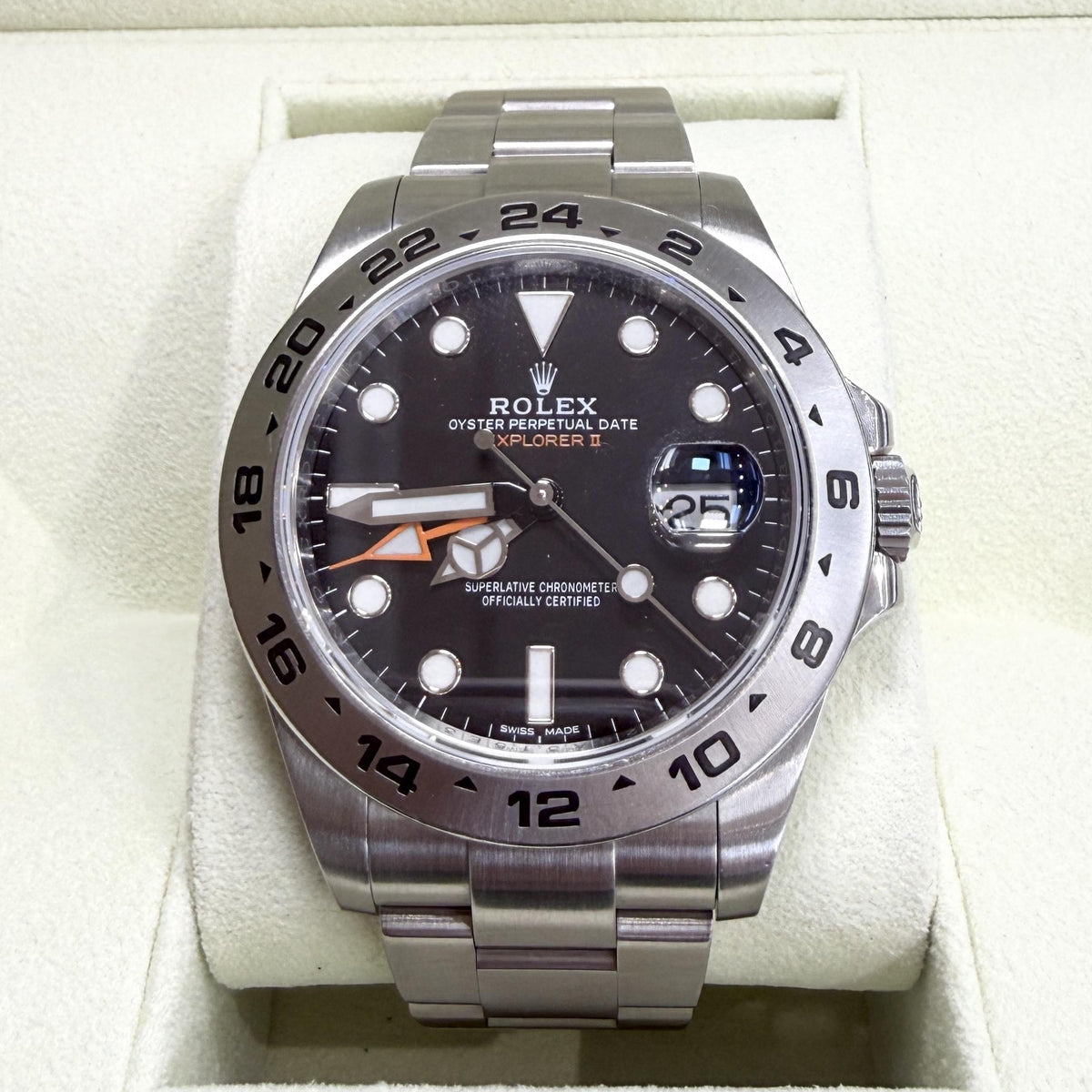 Rolex Explorer II Steel GMT 42mm 216570 Orange Hand Black Dial Automatic Watch