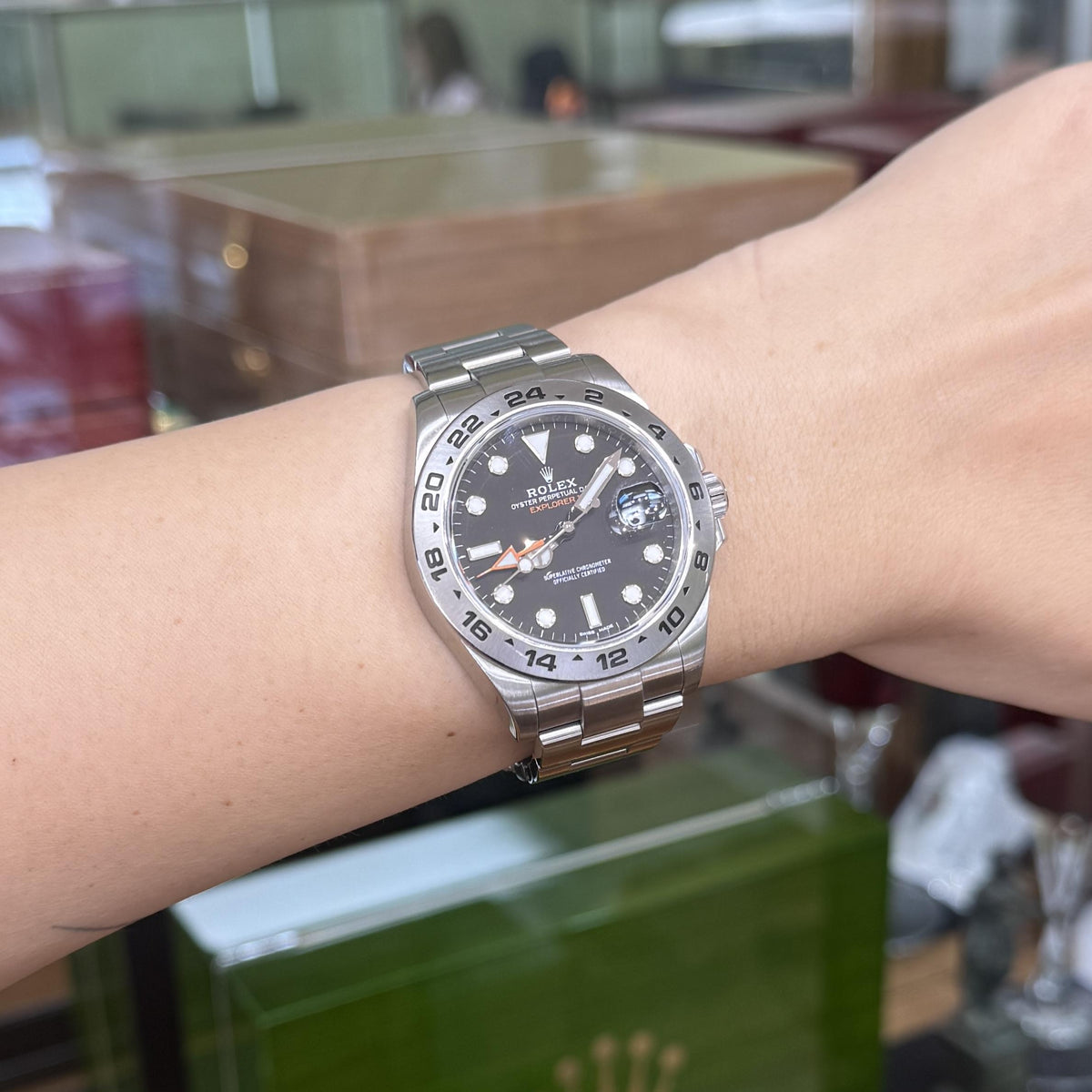 Rolex Explorer II Steel GMT 42mm 216570 Orange Hand Black Dial Automatic Watch