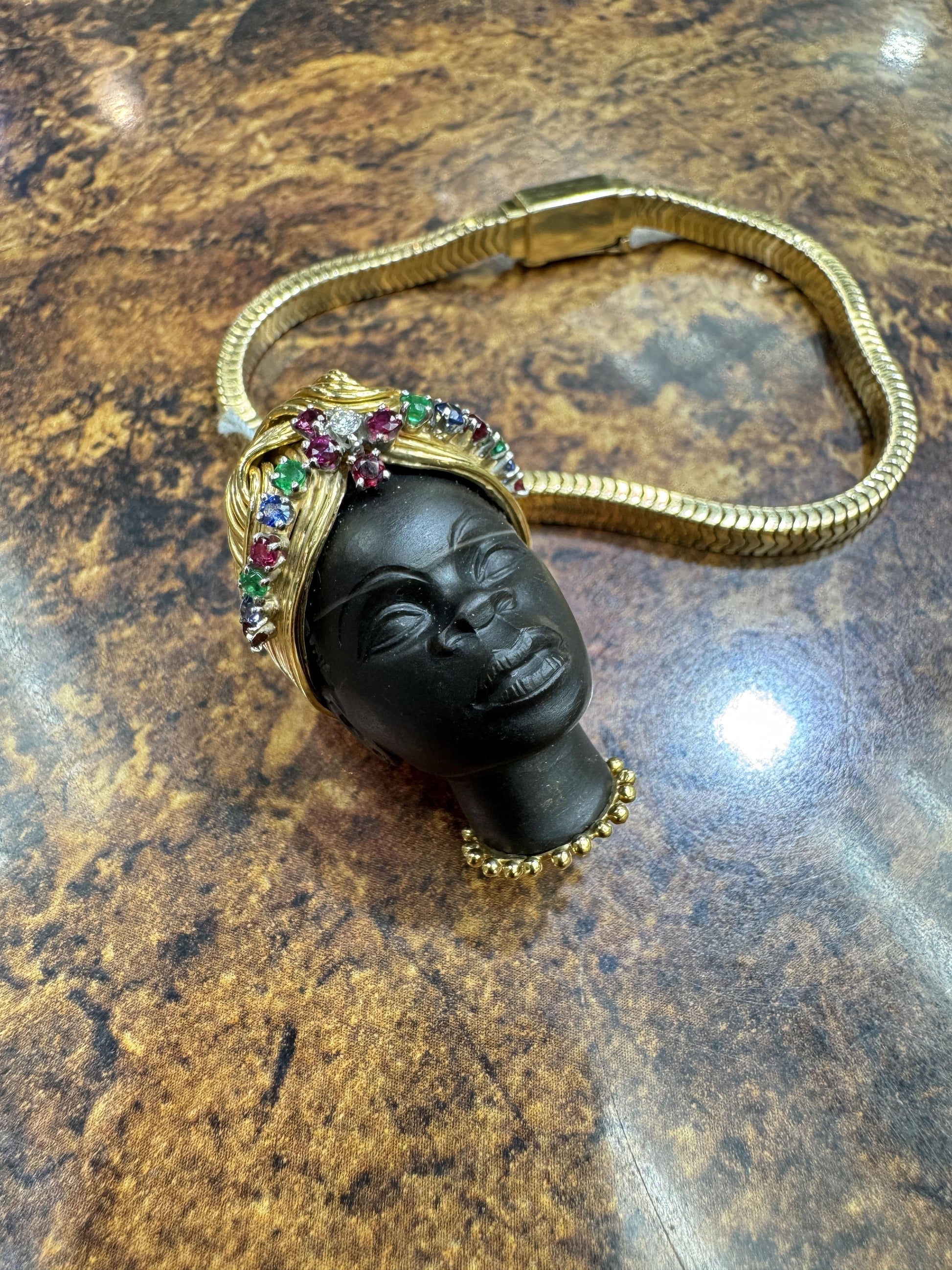 Tiffany & Co Square Snake Bracelet Jeweled Blackamoor Pendant Charm 14k 18k