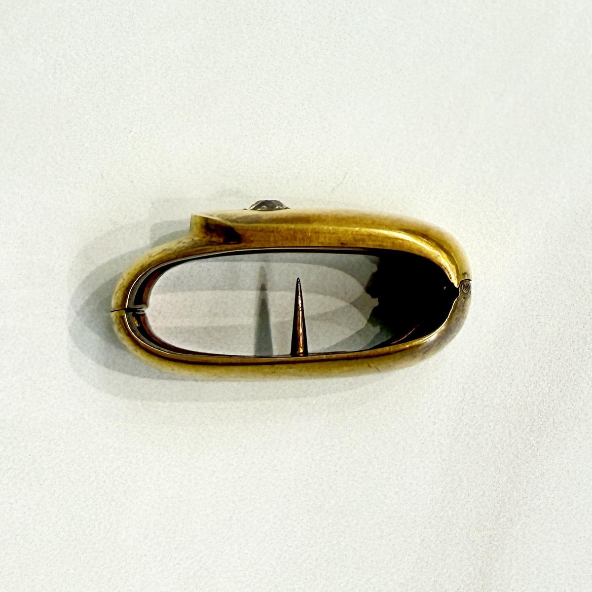 Antique 1890's Old Mine Cut Hinged Scarf Ascot Clip 18k Yellow Gold