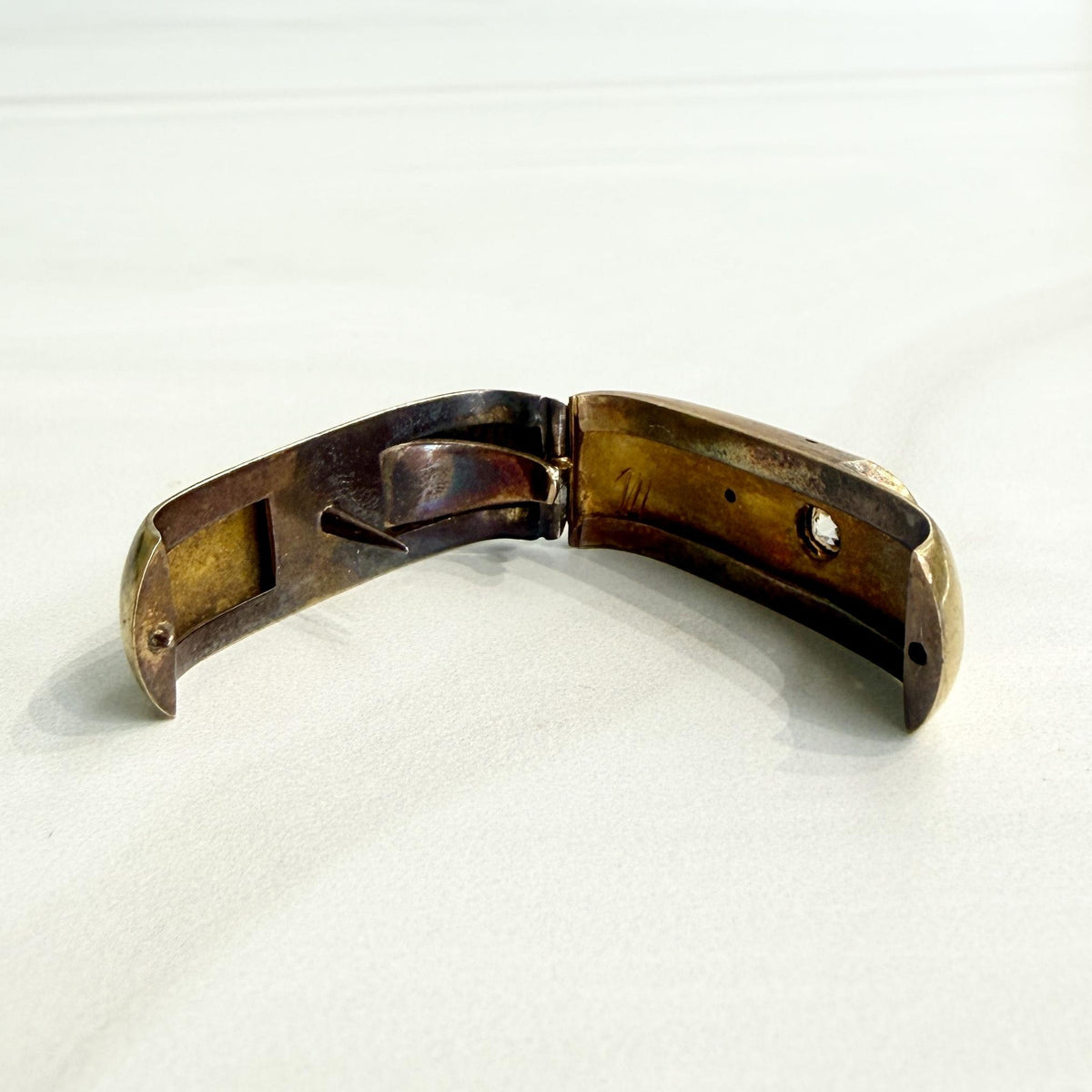 Antique 1890's Old Mine Cut Hinged Scarf Ascot Clip 18k Yellow Gold